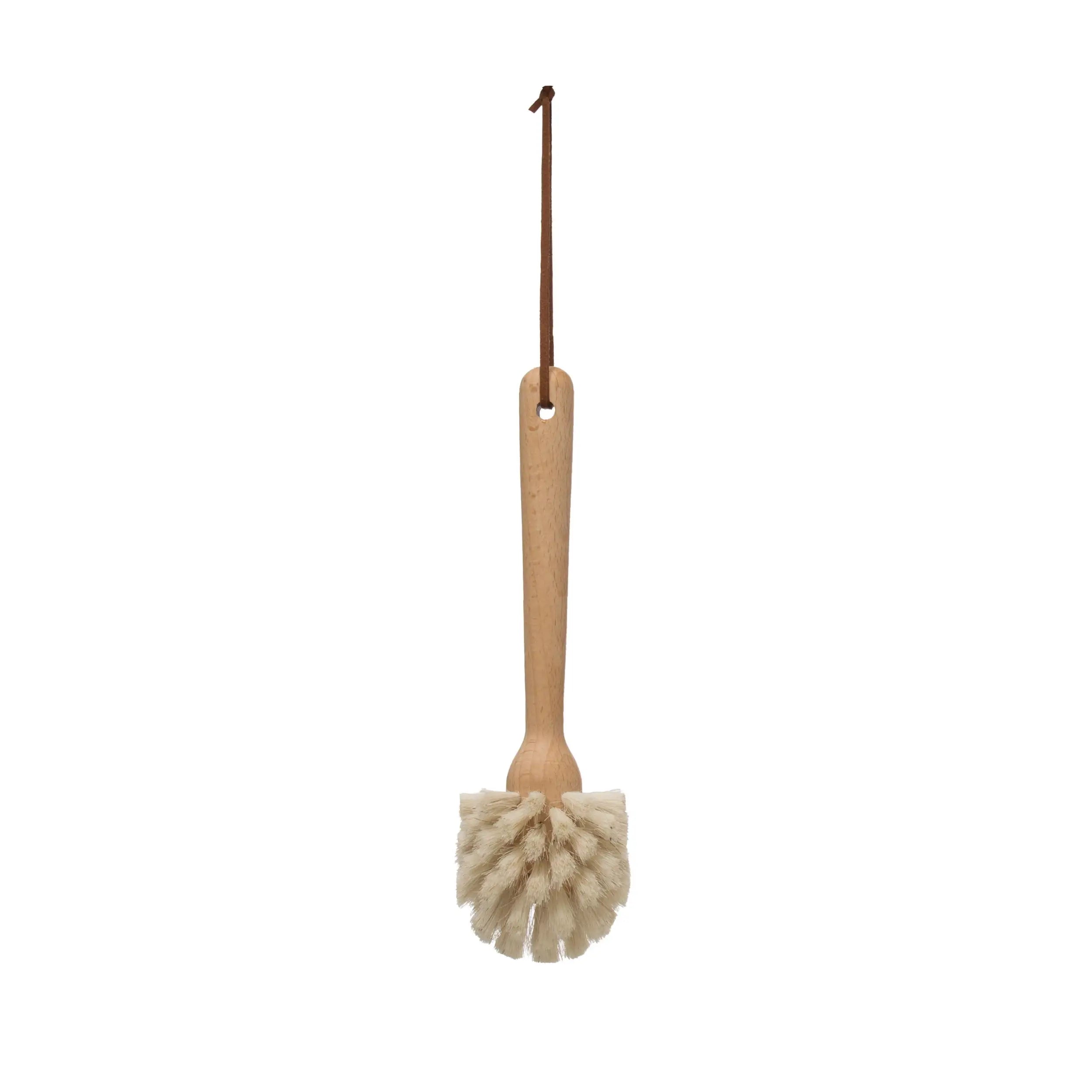 Premium Beech Wood Bottle Brush with Leather Strap - Natural Cleaning Tool for Wine, Olive Oil & Glass Bottles - Perfect for Home Bar, Kitchen & Brewing Use