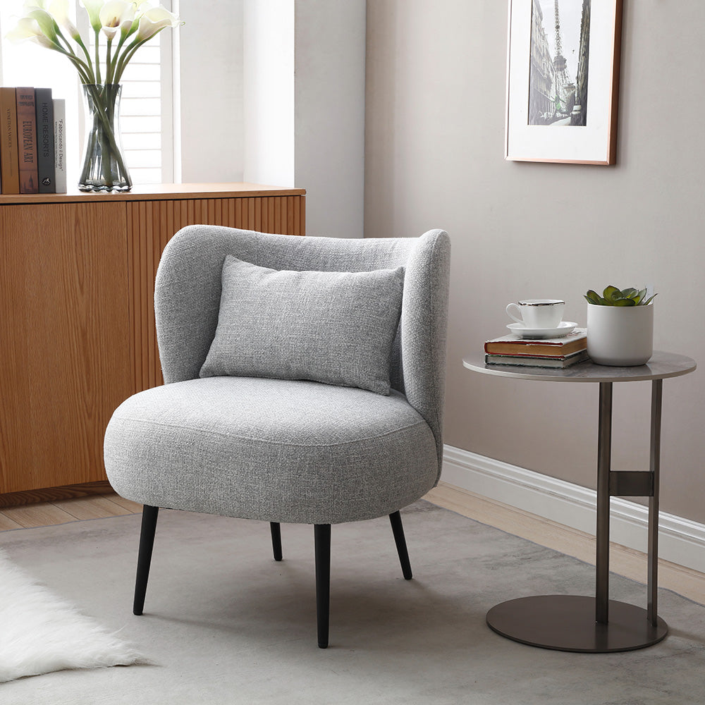 SASHA Lounge Chair - Modern Light Grey & Black Accent Recliner for Living Room, Bedroom, or Office - Comfortable Upholstered Armchair with Sturdy Metal Legs - Perfect for Relaxing, Reading, or Watching TV