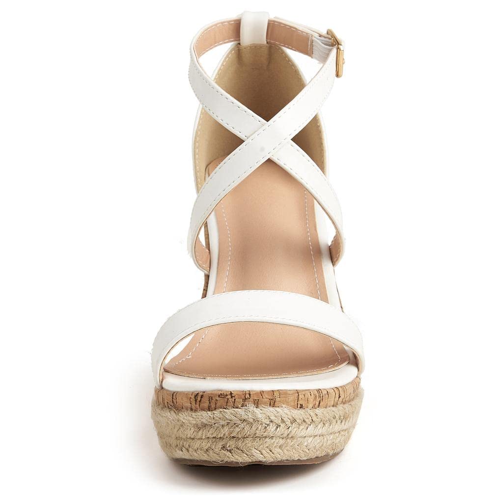 SO SIMPOK Women's Espadrilles Wedge Sandals - Dressy Ankle Strap Open Toe High Heels with Cork Platform - Perfect for Summer Weddings, Beach Vacations & Date Nights