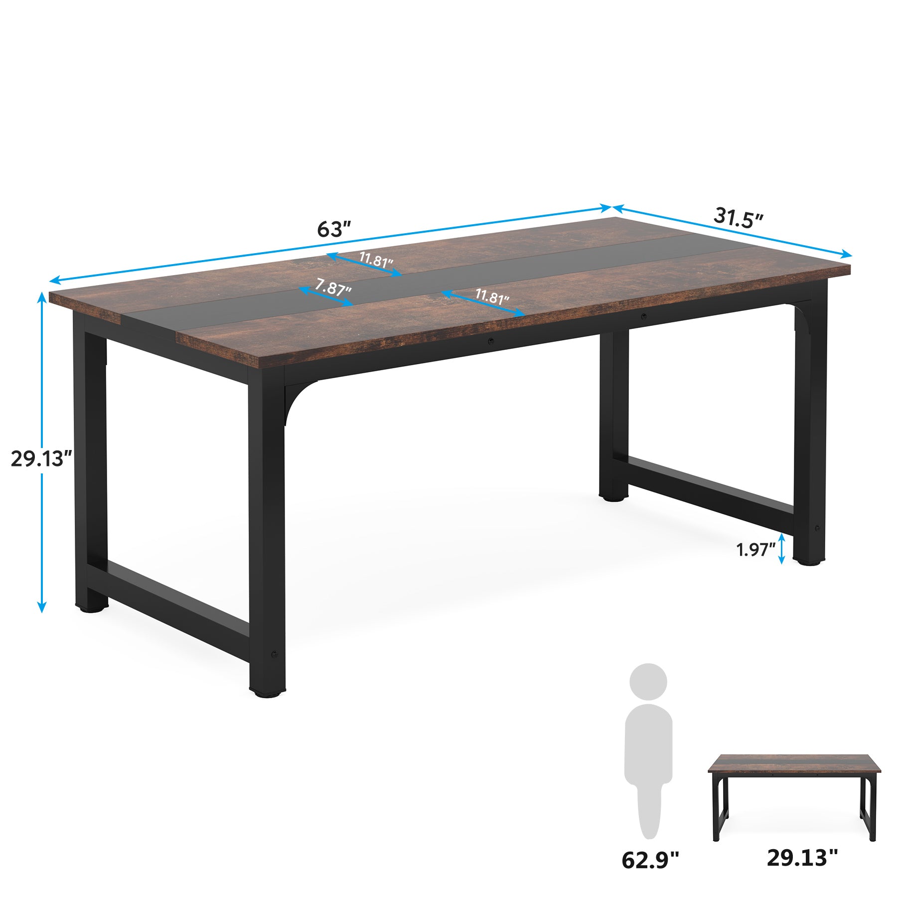 Modern Rectangular Conference Table - Office Meeting Desk with Durable Work Surface for Home & Business Use | Perfect for Meetings, Presentations & Collaborative Workspaces