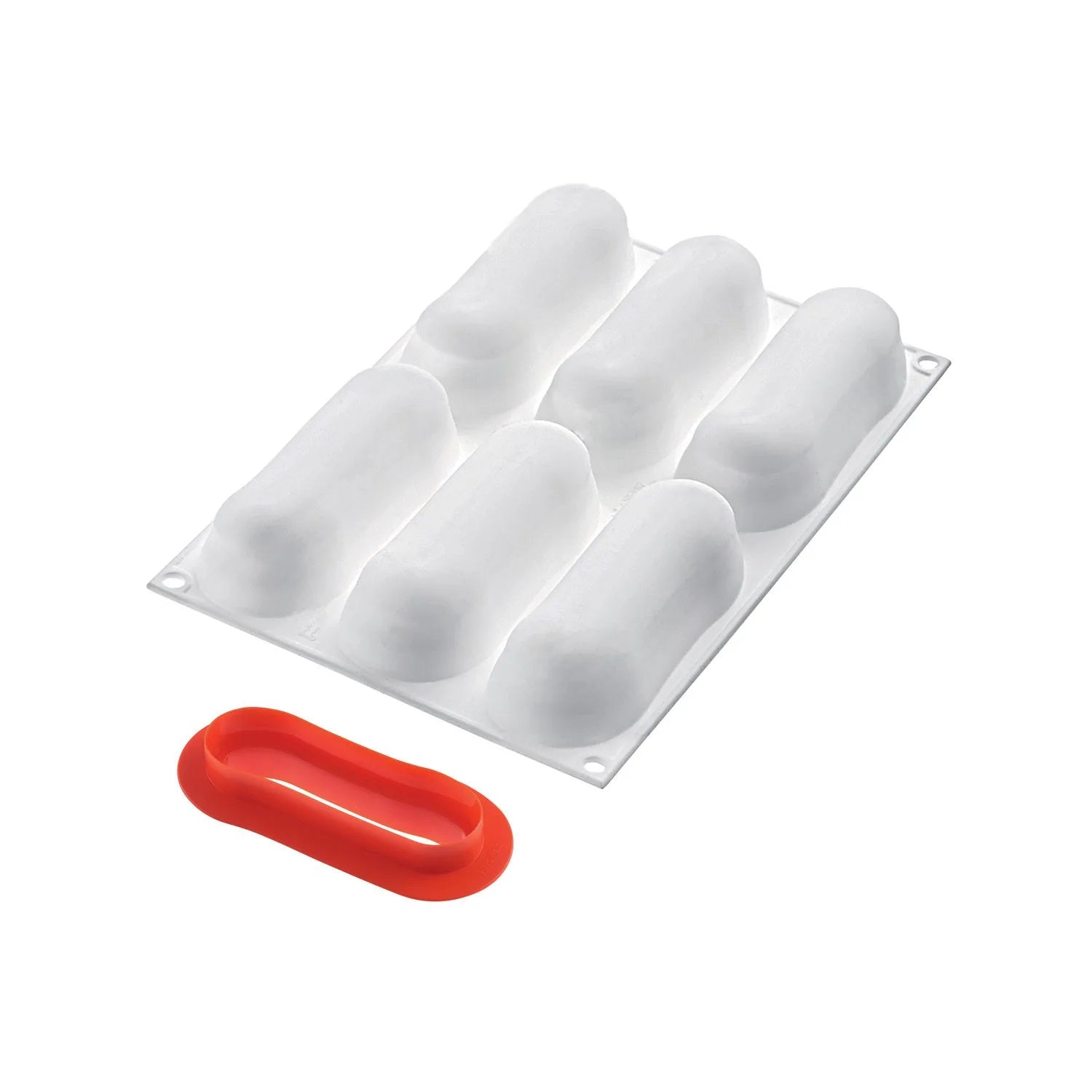 Eclair 140 Silicone Mold - White Non-Stick Baking Tray with 6 Cavities for Cupcakes, Candies, Chocolates - Perfect for Home Baking, Party Desserts & DIY Treats