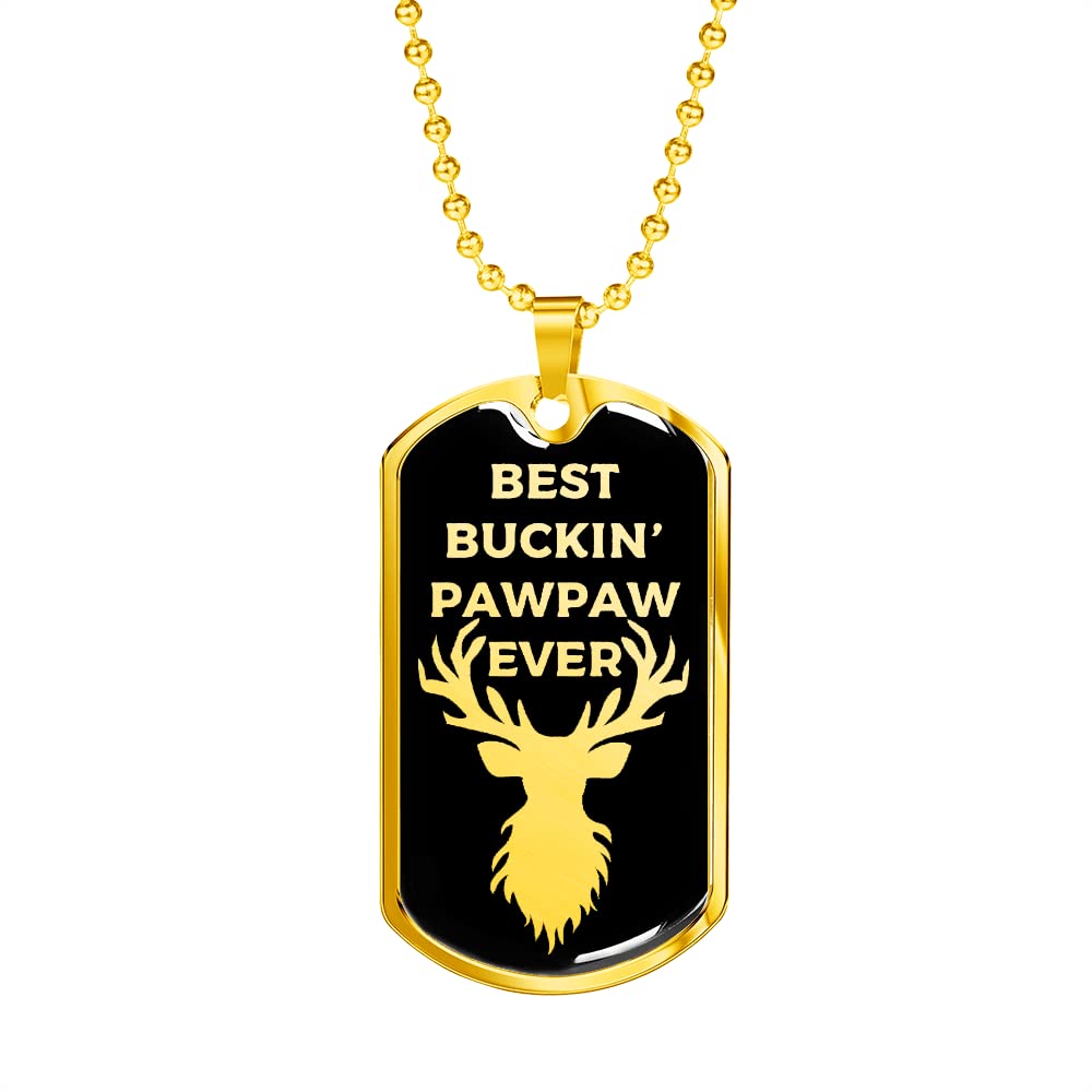 Best Buckin' Pawpaw Ever Dog Tag Necklace - Unique Hunting Gift for Grandpa, Deer Hunters & Fathers - Perfect for Birthday, Father's Day & Outdoor Adventures