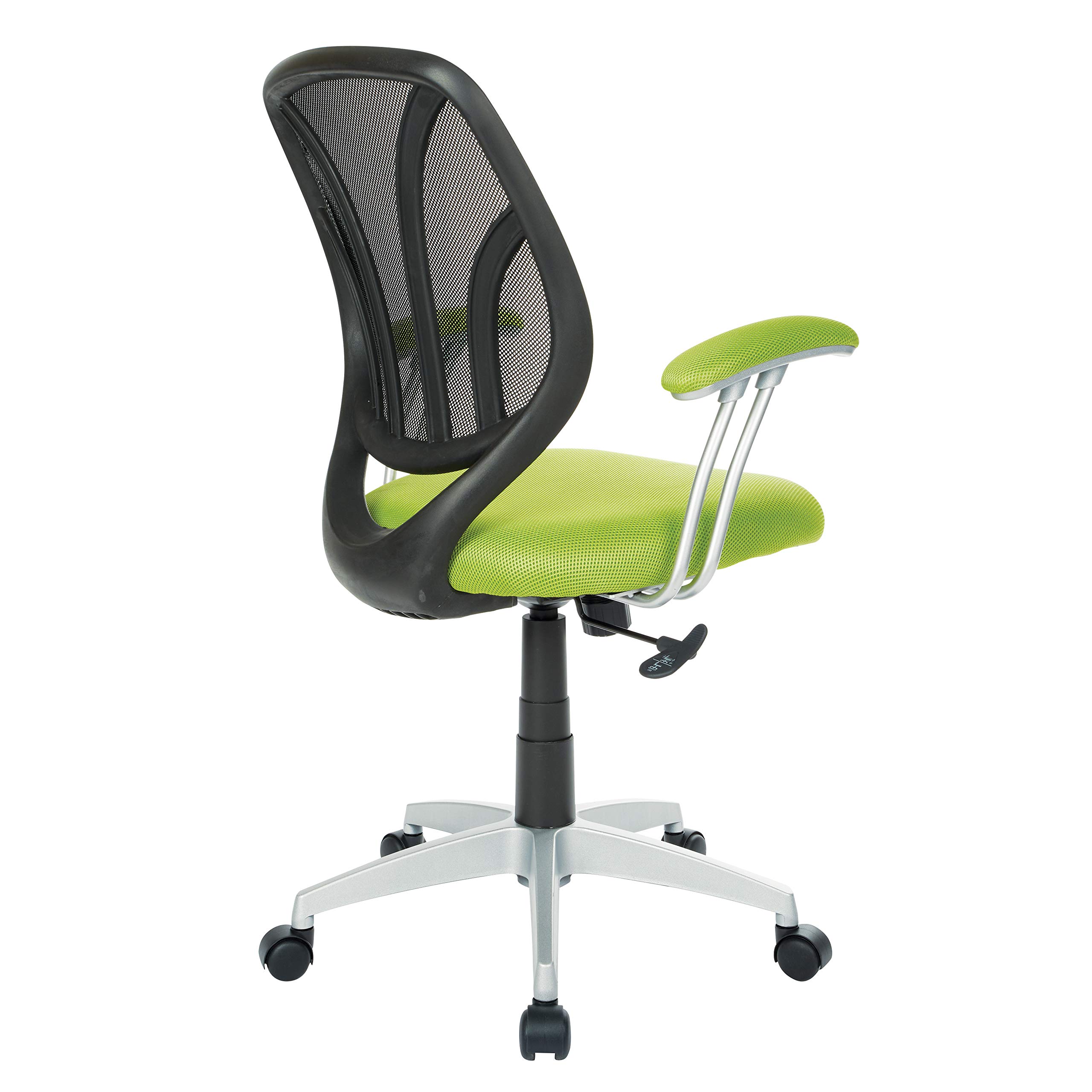 OSP Home Furnishings Ergonomic Office Chair with Padded Seat - Adjustable Back Support & Swivel Base for Home Office, Conference Room, or Workspace - Green Mesh Task Chair for Comfortable All-Day Sitting