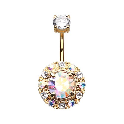 WildKlass Jewelry Aurora Sparkle 316L Surgical Steel Belly Button Ring - Hypoallergenic Navel Piercing Jewelry for Women, Perfect for Parties, Beach & Everyday Wear