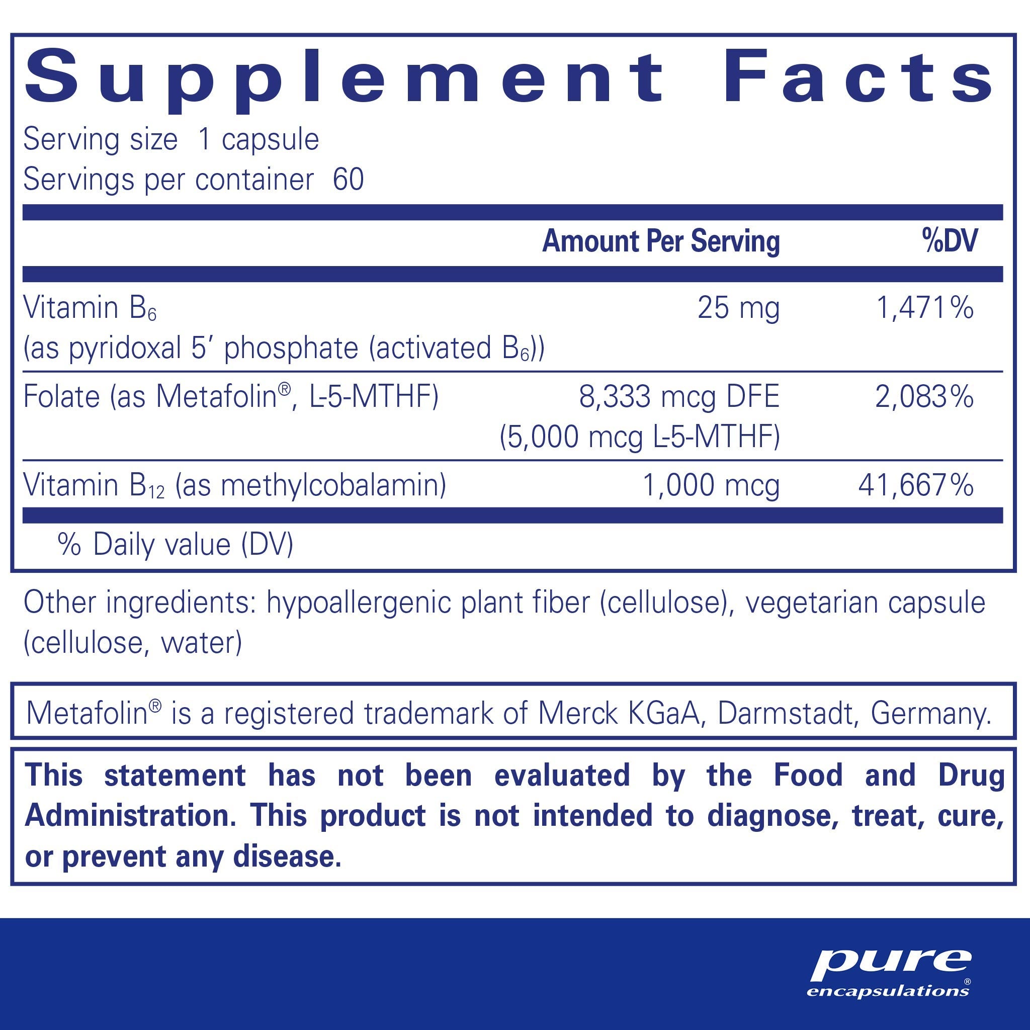 Pure Encapsulations Folate 5000mcg Supplement - High Potency Vitamin B9 for Energy & Heart Health - Supports Pregnancy & Cellular Function | Daily Wellness & Prenatal Nutrition