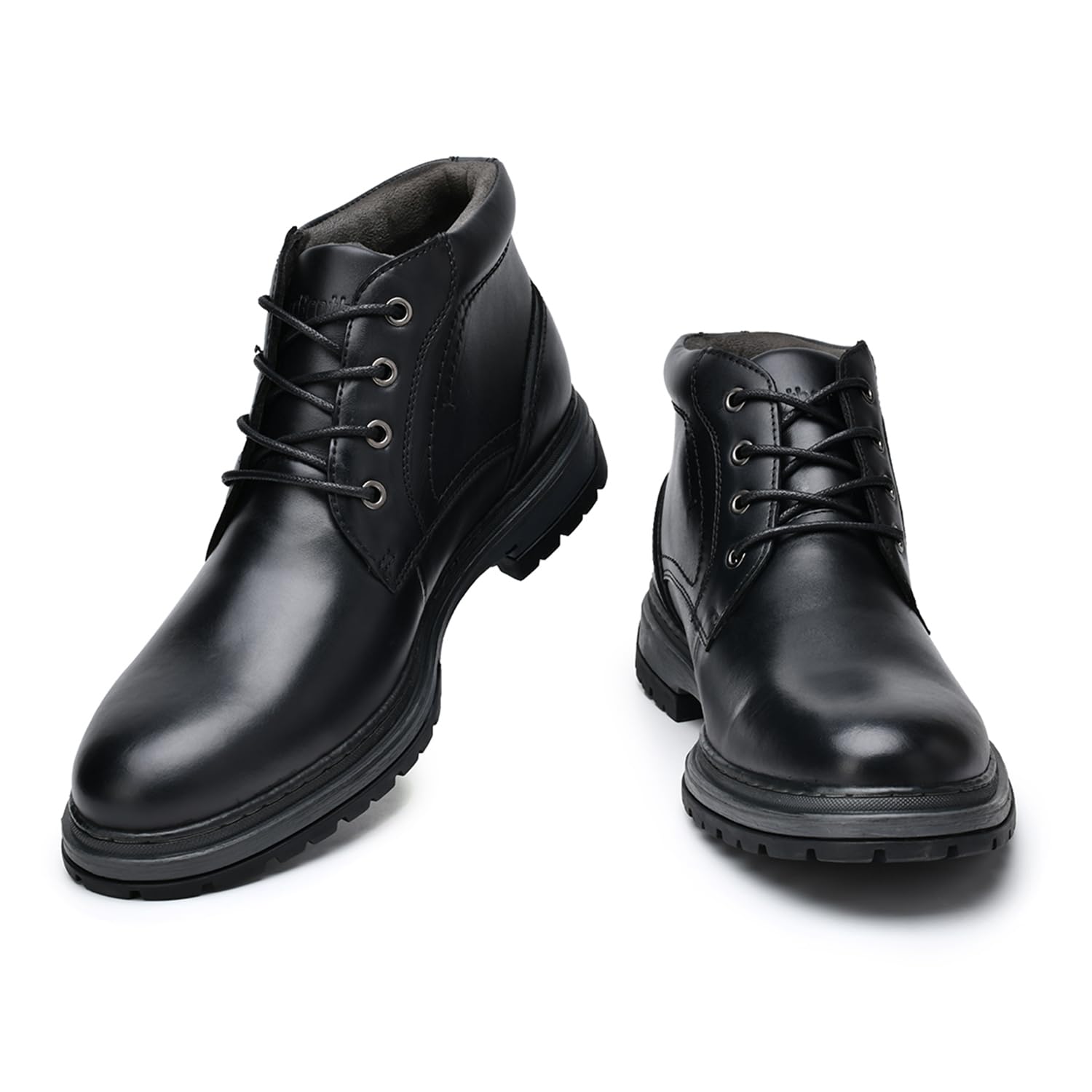 Men's Casual Ankle Boots - Motorcycle & Combat Style Black Leather Boots for Everyday Wear, Outdoor Adventures & Urban Fashion