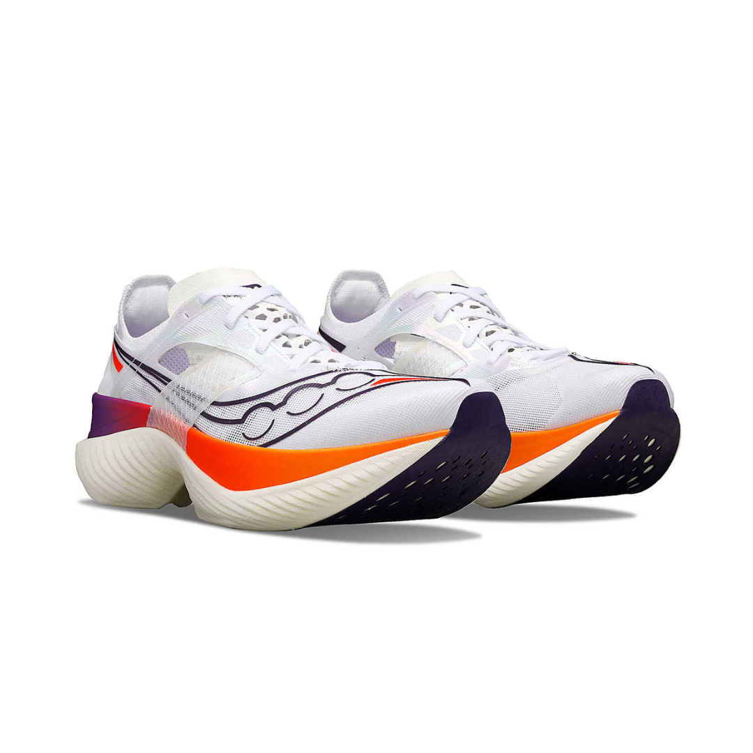 Saucony Women's Endorphin Elite Performance Running Shoes - White/Vizired - Lightweight & Cushioned for Marathon Training & Road Racing