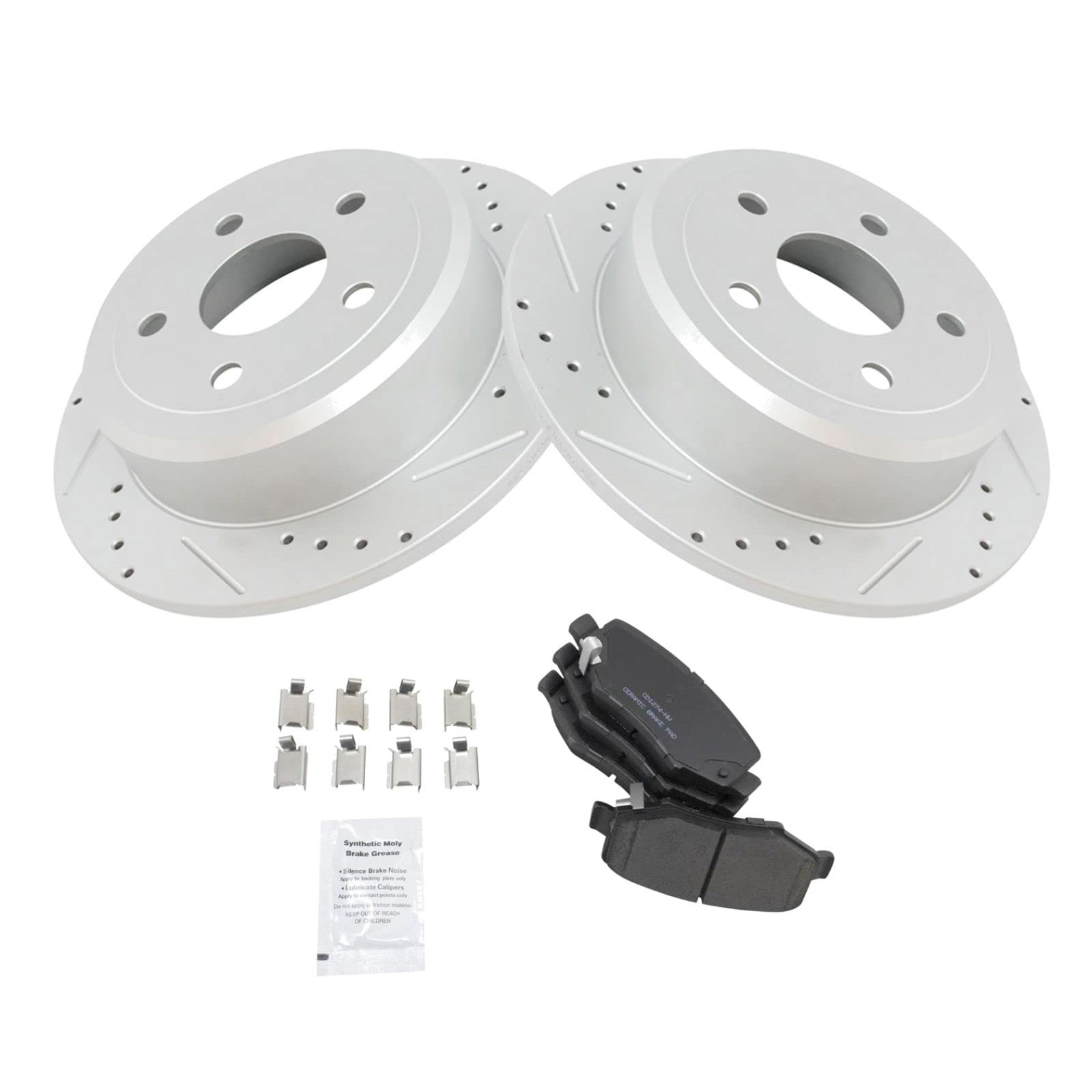 High-Performance Rear Brake Pad & Rotor Kit - Ceramic Brake Pads & Rotors Set - Compatible with 2007-2018 Jeep Wrangler JK - Perfect for Off-Roading, Daily Driving & Enhanced Stopping Power