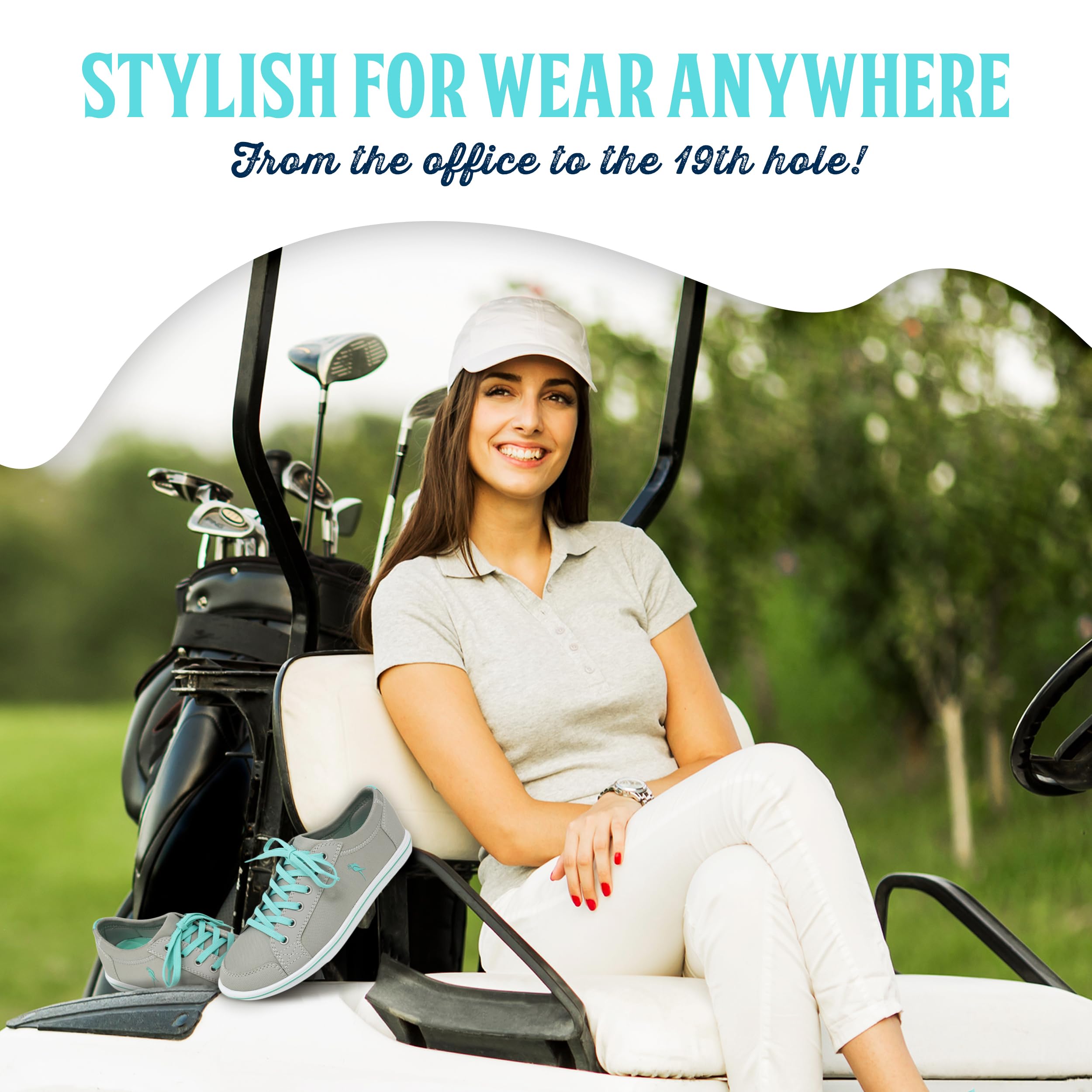 Margaritaville The Birdie Women's Spikeless Golf Shoes - Comfortable Lace-Up Athletic Footwear with Rubber Toe Guard & Stability Heel Frame for Ladies - Perfect for Golf Course, Driving Range & Casual Wear
