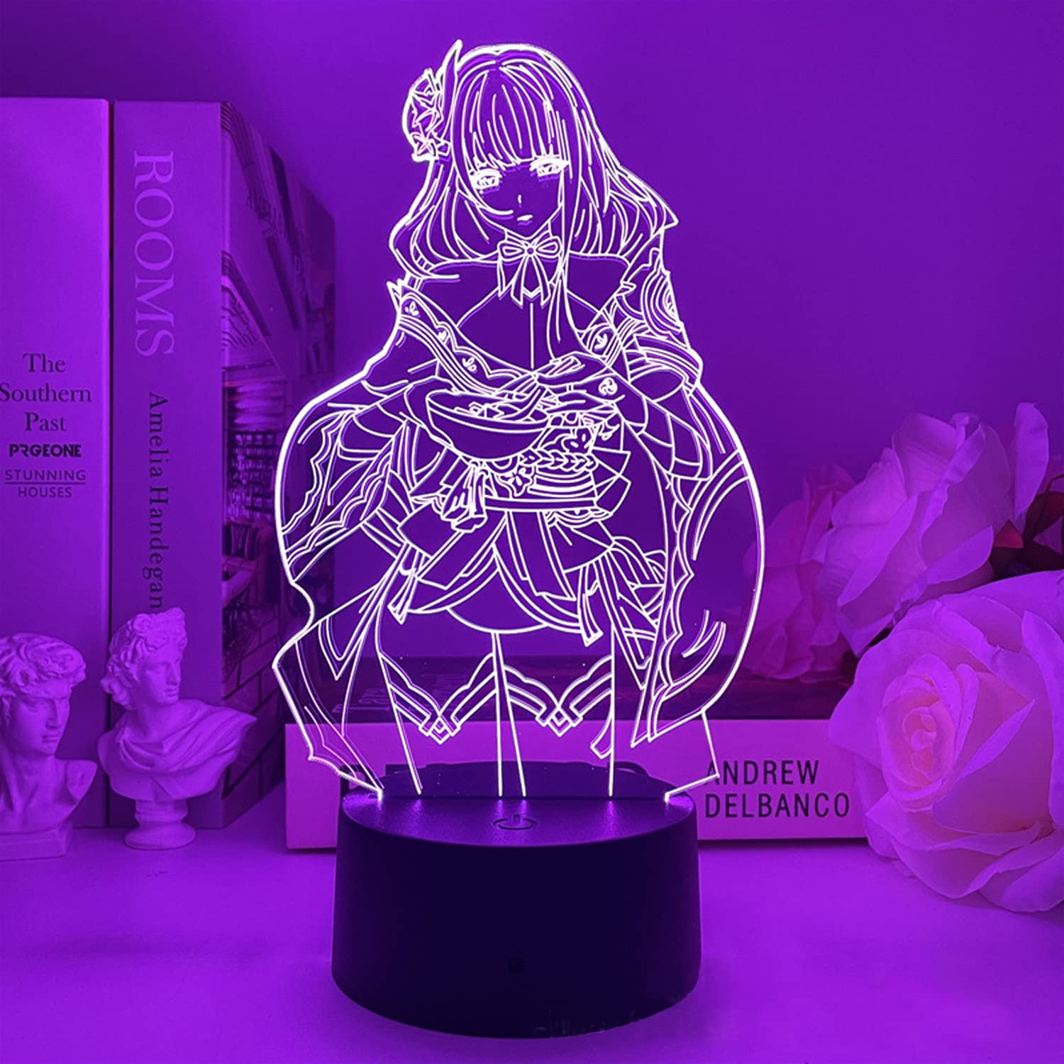 Raiden Shogun Baal Anime LED Night Light - 16 Color Changing 3D Table Lamp with Remote Control, Genshin Impact Bedroom Decor, Perfect Gift for Gamers & Anime Fans - Ideal for Gaming Rooms, Dorm Decor, and Themed Parties