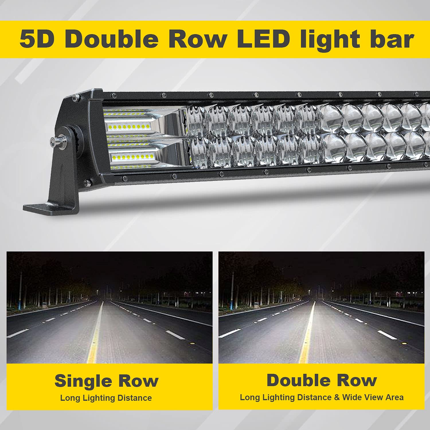5D 52-Inch 300W LED Light Bar with 4-Inch White/Amber LED Pods - Strobe Fog Lights for Off-Road & Jeep Wrangler TJ (1997-2006) - Includes Windshield Mount Brackets & Wiring Harness - Perfect for Night Driving, Off-Roading & Emergency Vehicles