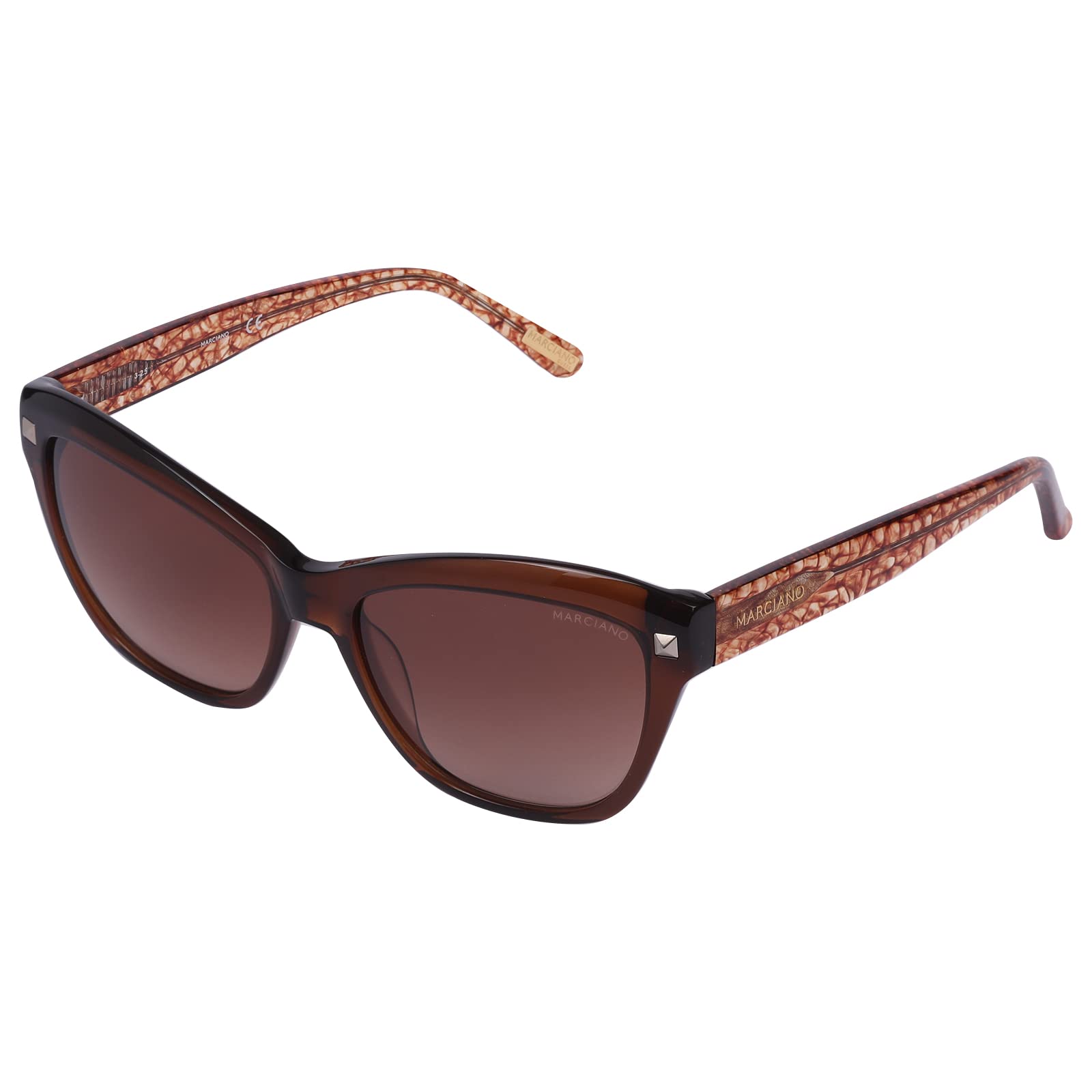 Guess By Marciano GM0741 Sunglasses - Shiny Dark Brown Frame with Gradient Brown Lenses (GM07415648F) | UV Protection Fashion Shades for Women, Outdoor Activities & Driving