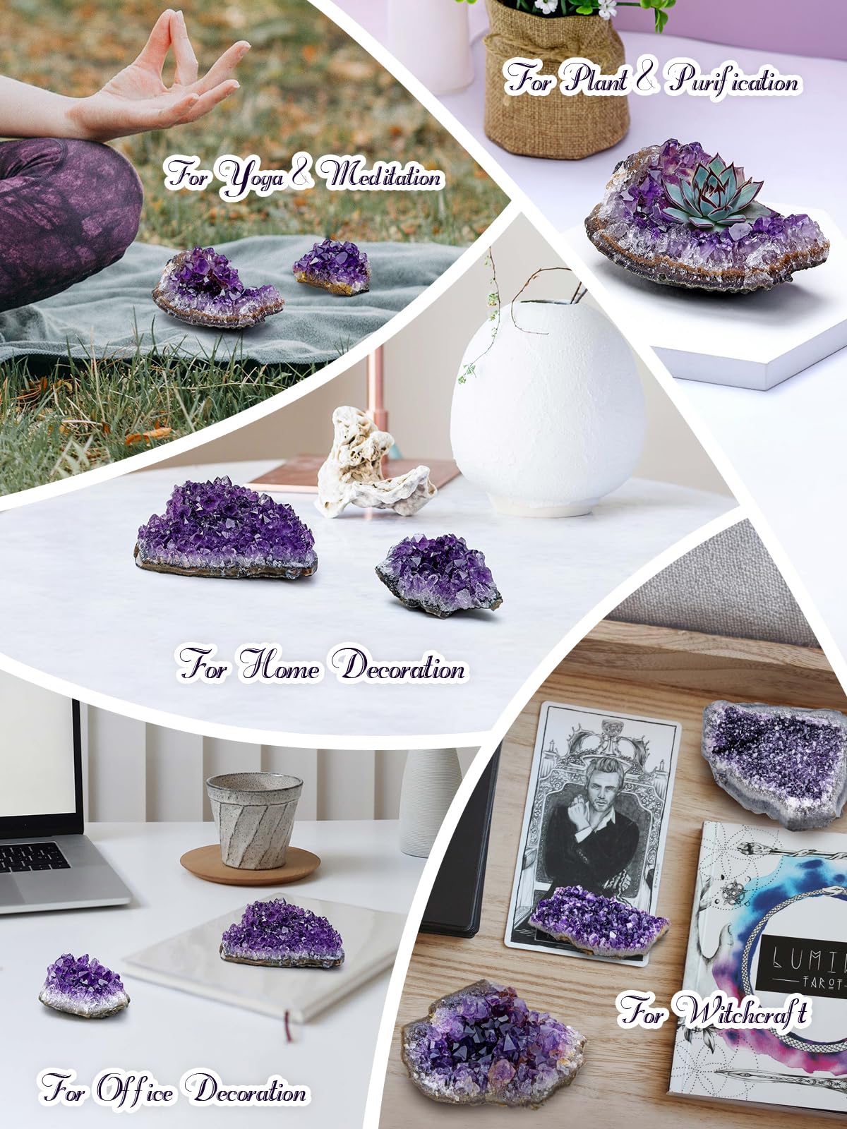 Natural Raw Amethyst Geode Cluster - Healing Crystal Stone Specimen for Meditation, Reiki & Home Decor | Jovivi Amethyst Druzy Gemstone for Witchcraft & Spiritual Healing