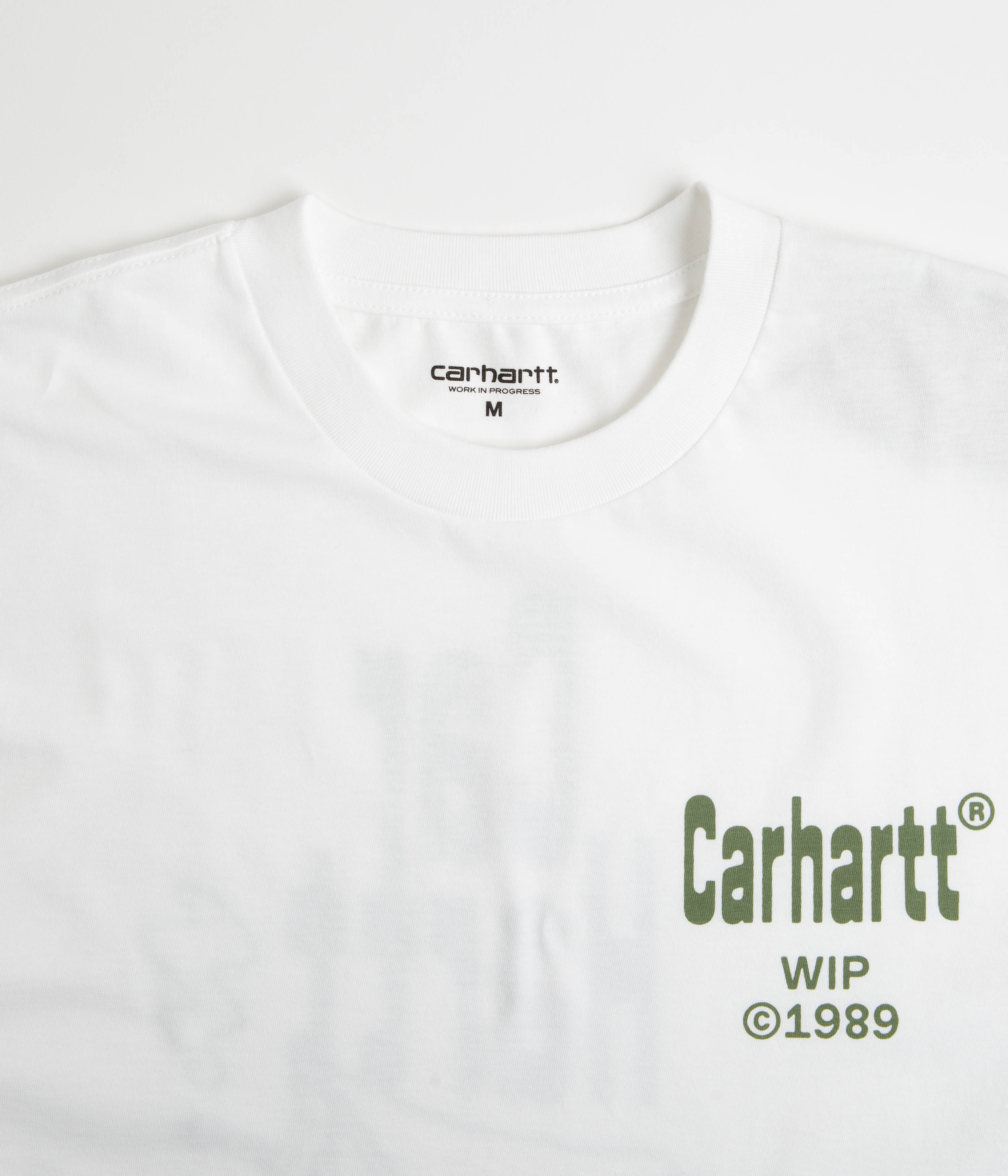 Carhartt Men's Short Sleeve T-Shirt - Comfortable Cotton Crewneck Tee for Work & Casual Wear - White & Dollar Green - Perfect for Outdoor Activities, Gym, and Everyday Use