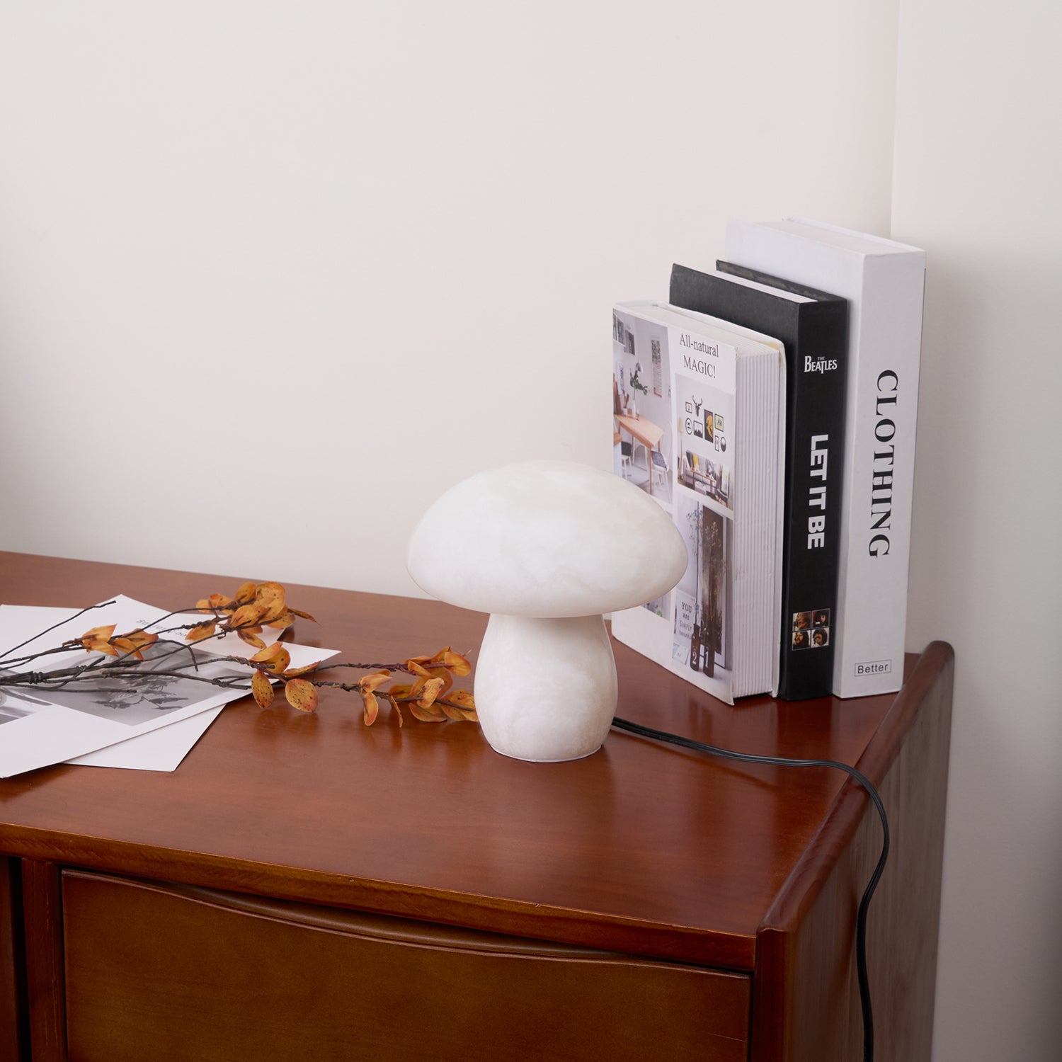 Alabaster Mushroom Table Lamp - Elegant Handcrafted Nightstand Light for Bedroom, Living Room & Office Decor - Soft Ambient Lighting for Cozy Spaces