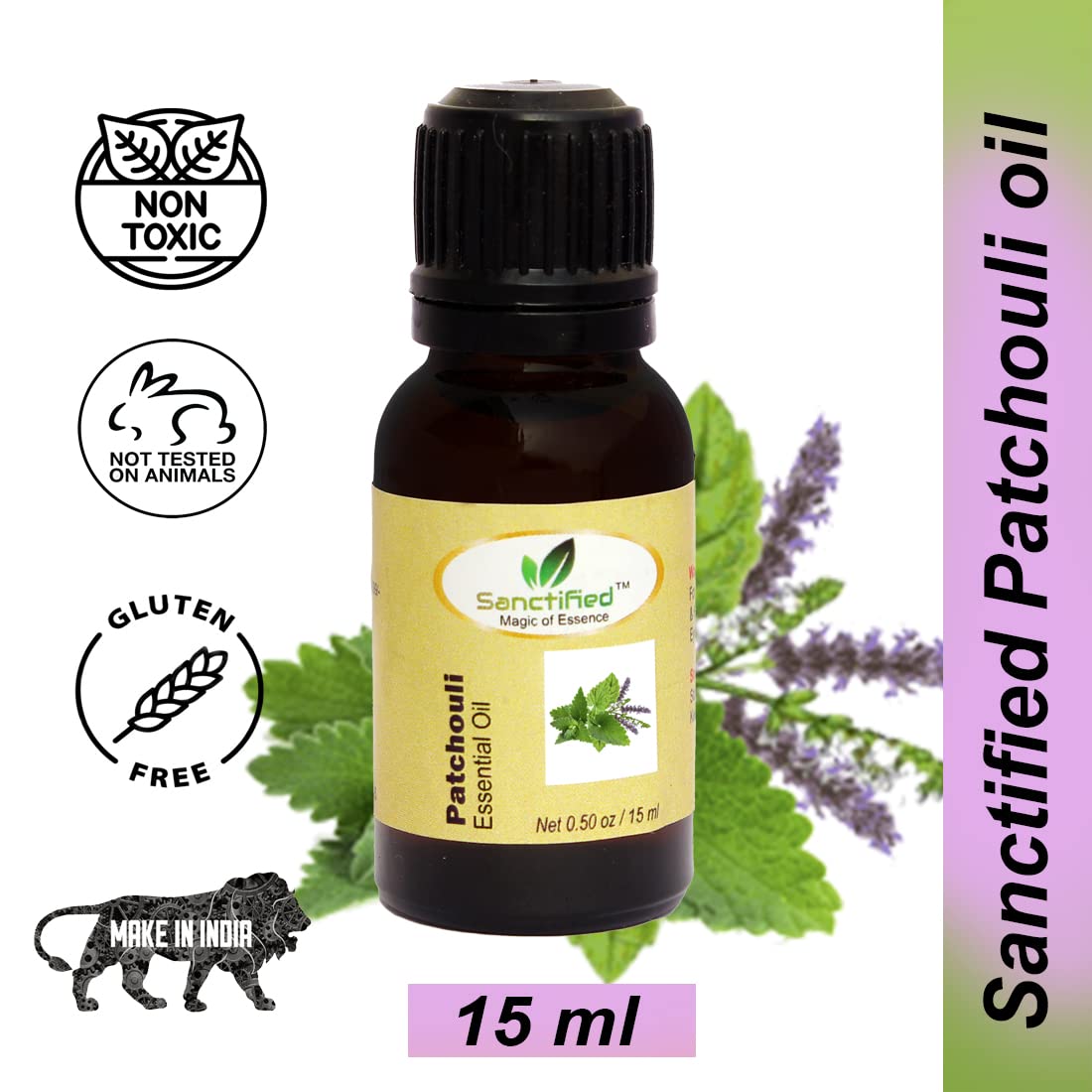 Organic Patchouli Essential Oil 15ml - Stress Relief, Skin & Hair Care, Aromatherapy, Massage, Diffuser - Natural Relaxation & Wellness Solution