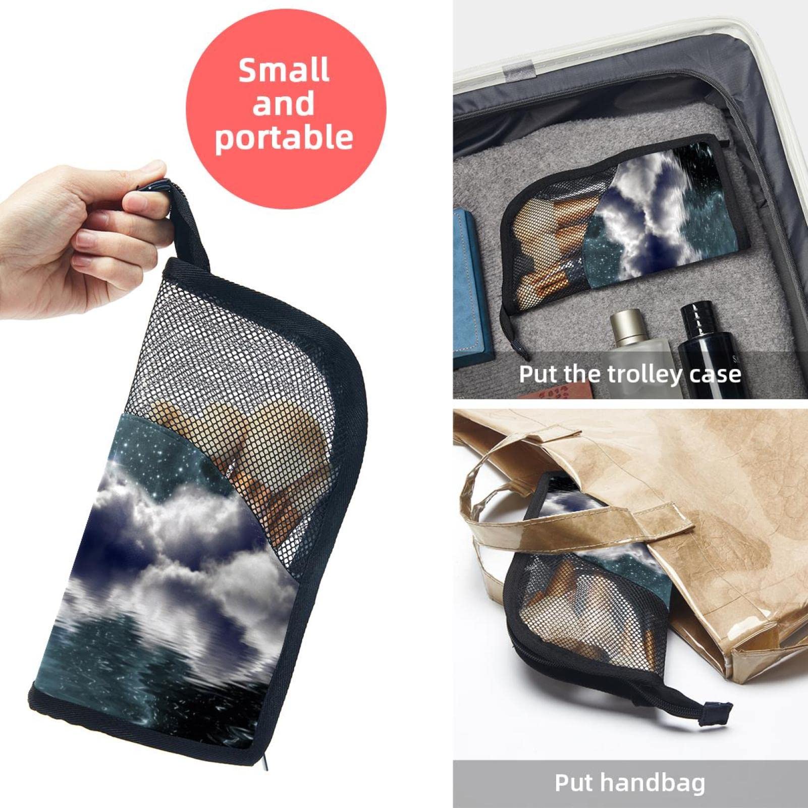 12-Piece Makeup Brush Organizer Bag with Yin Yang Galaxy Design - Portable Cosmetic Brush Holder Case for Travel, Home & Professional Use