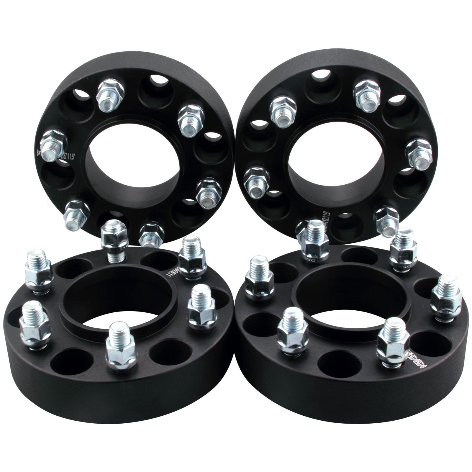 DCVAMOUS 4PC Black 6x135 Hubcentric Wheel Spacers 1.5 Inch with 14x1.5 Studs - Compatible with Ford F150, Expedition, Navigator (2015-2022) - 6 Lug 6x135mm Wheel Spacer Kit for Enhanced Stance & Off-Road Performance