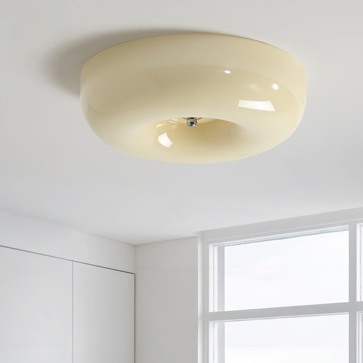 Cream Pudding Ceiling Light Fixture - Modern Soft Glow Bedroom Lighting for Cozy Home Decor & Relaxing Ambiance