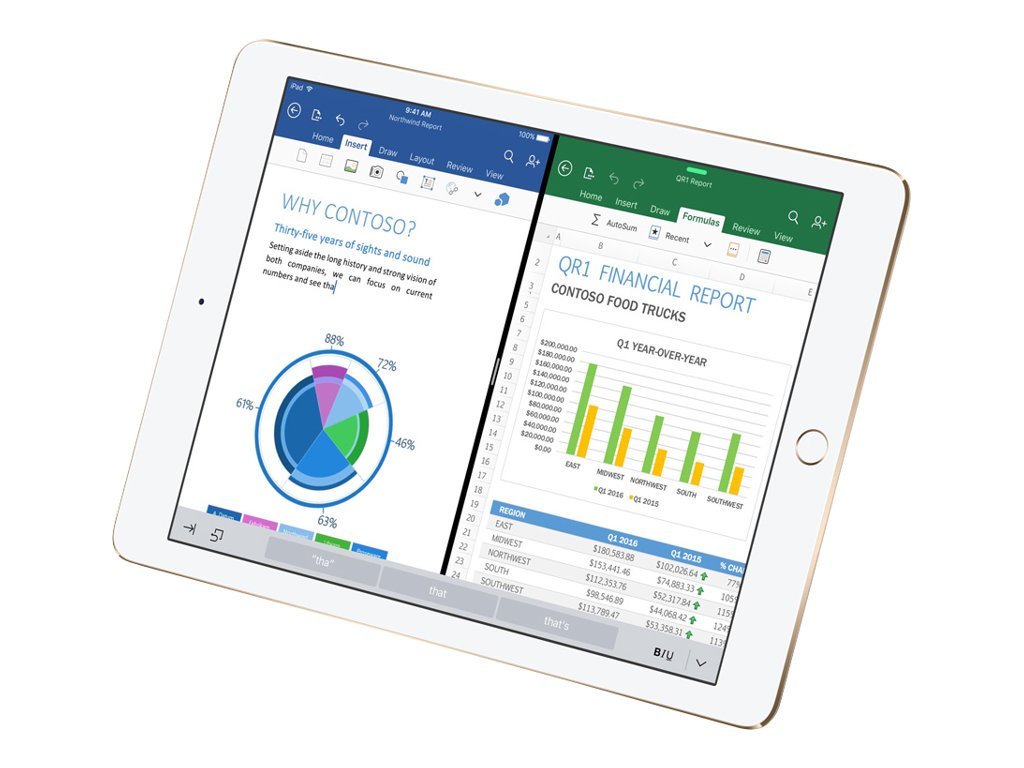 Refurbished Apple iPad Pro 9.7-inch 256GB Gold WiFi + Cellular - Certified Renewed Tablet for Work, School & Entertainment