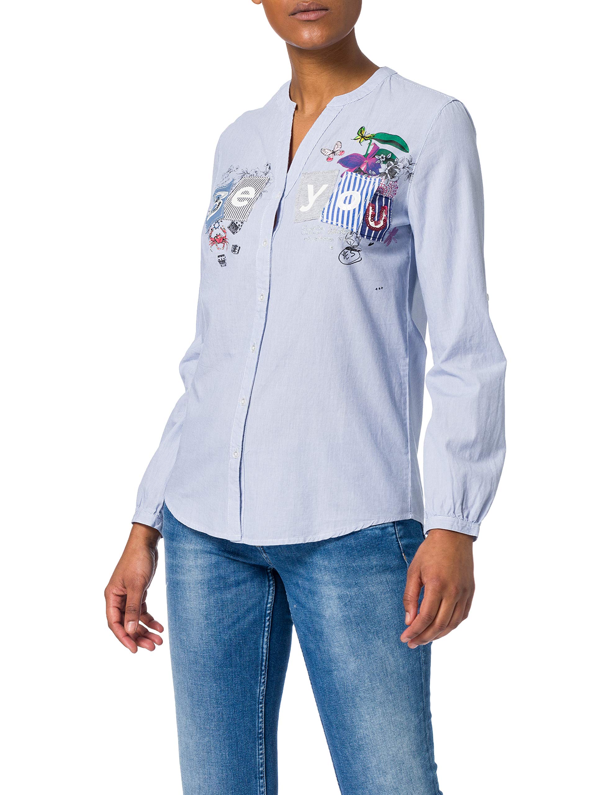 Desigual Women's Long Sleeve Woven Shirt - Stylish Casual Blouse for Work, Date Night & Fall Layering