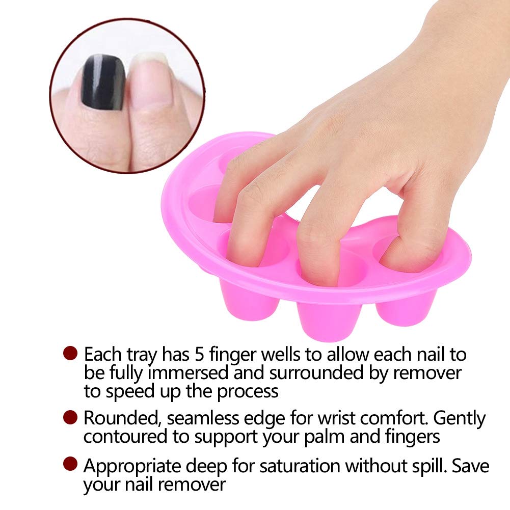 5Pcs Nail Art Soak Bowls - Acrylic & Gel Polish Removal Trays for Manicure Pedicure, Finger Separator Bubble Bath Spa Bowls - Perfect for Salon, Home Nail Care & DIY Spa Treatments
