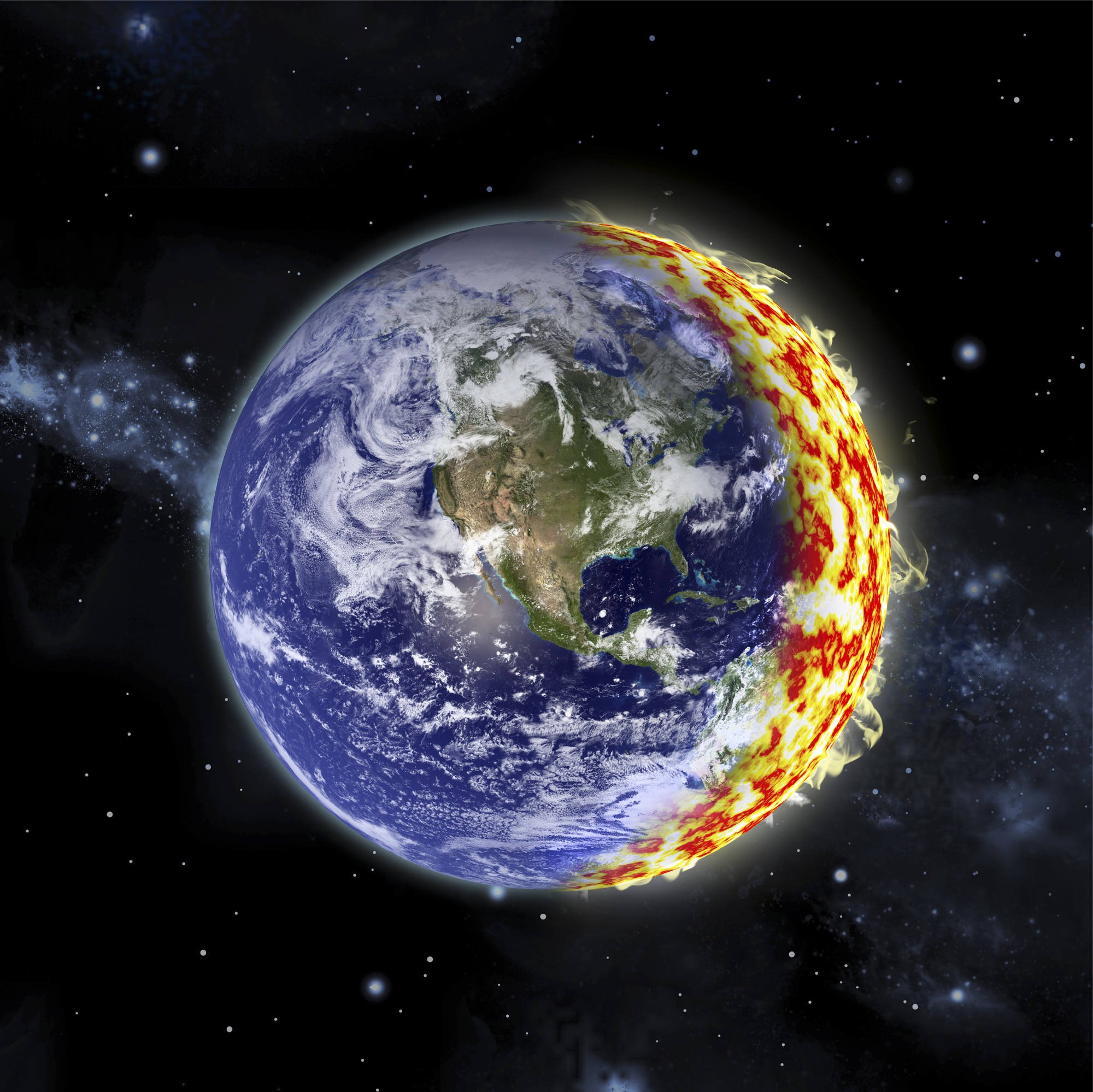 Peel & Stick Space Wall Decals: Planet Earth on Fire (36x36 inches) - Easy DIY Wall Art for Kids Room, Nursery, Classroom & Space Themed Decor
