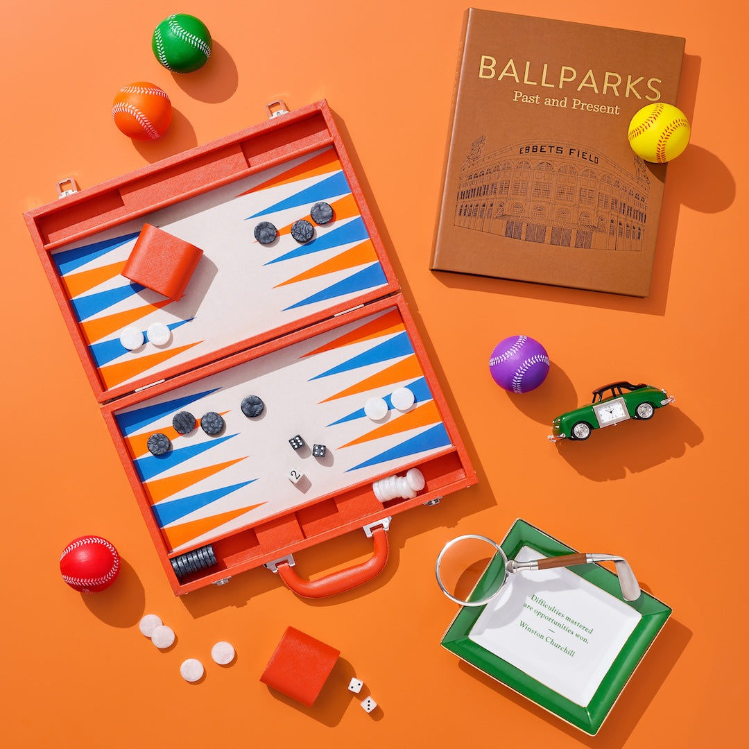 Premium Orange Wooden Backgammon Set - Classic Board Game with 30 Checkers, Dice & Cups - Perfect for Family Game Nights, Travel & Gifts