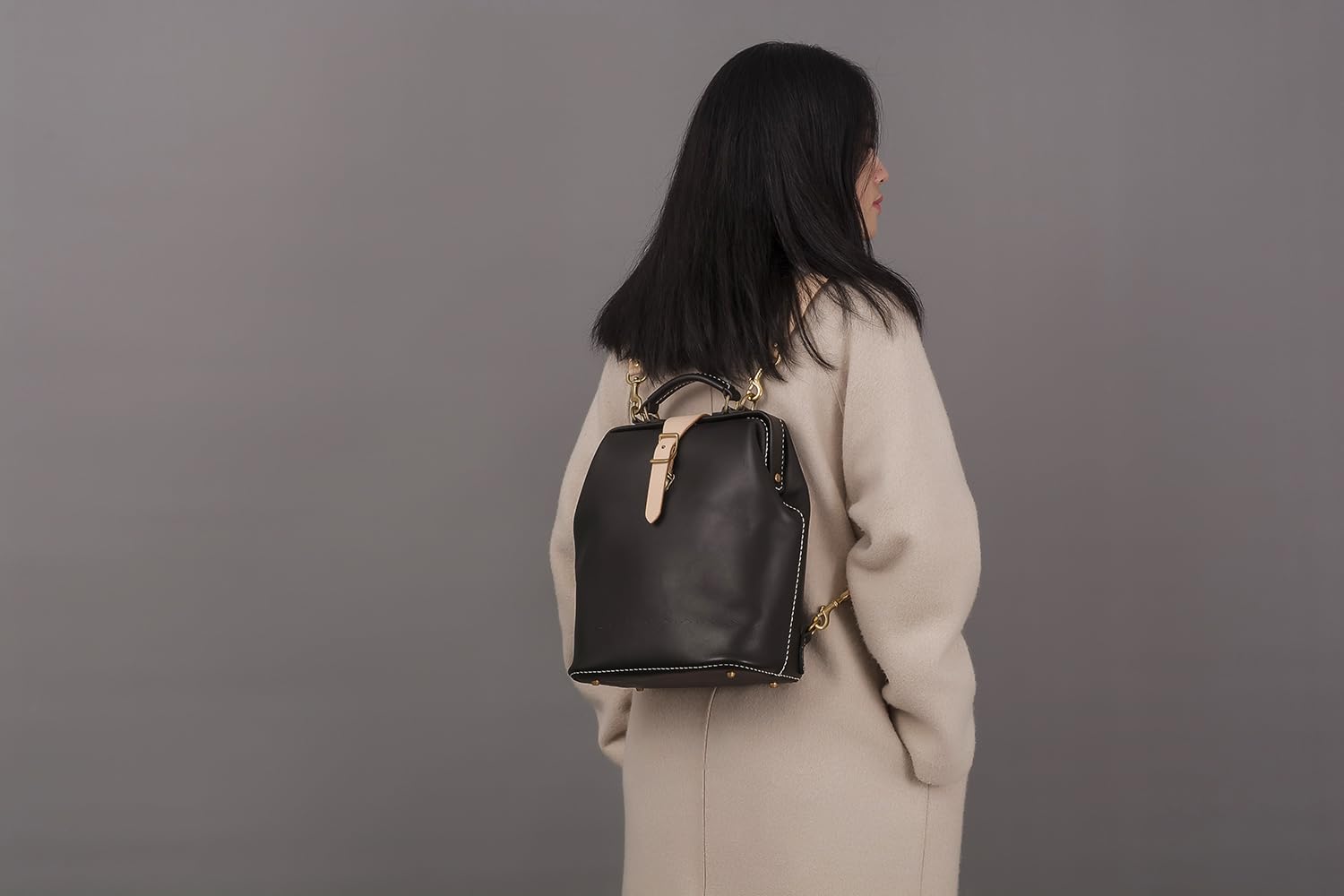 Premium Leather Doctor Bag Backpack for Women & Men - Hand-Stitched Large Rucksack with Multiple Pockets (Black) - Perfect for Work, Travel & Everyday Use
