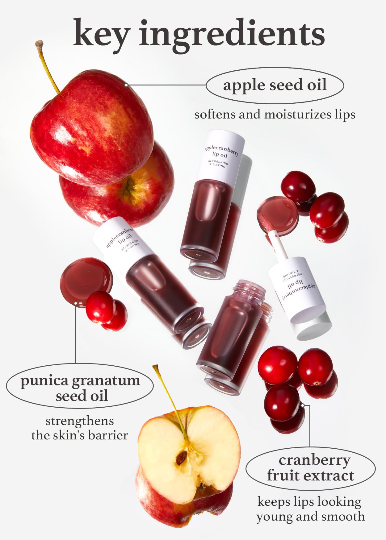 NOONI Vegan Appleseed Lip Oil - Moisturizing & Plumping for Dry Lips | Daily Hydration & Nourishment