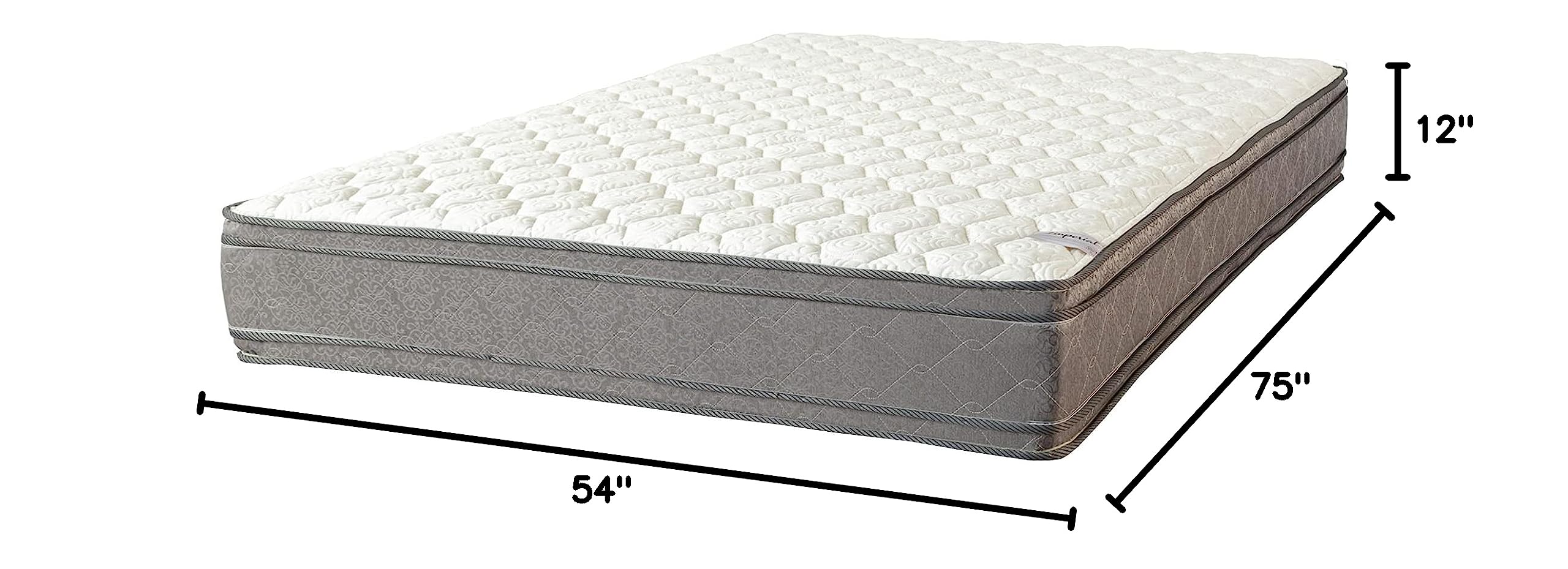 Greaton 12-Inch Double Sided Medium Plush Hybrid Euro Top Foam Mattress - Back Pain Relief for Better Sleep, Full Size - Perfect for Guest Rooms & Dorm Comfort