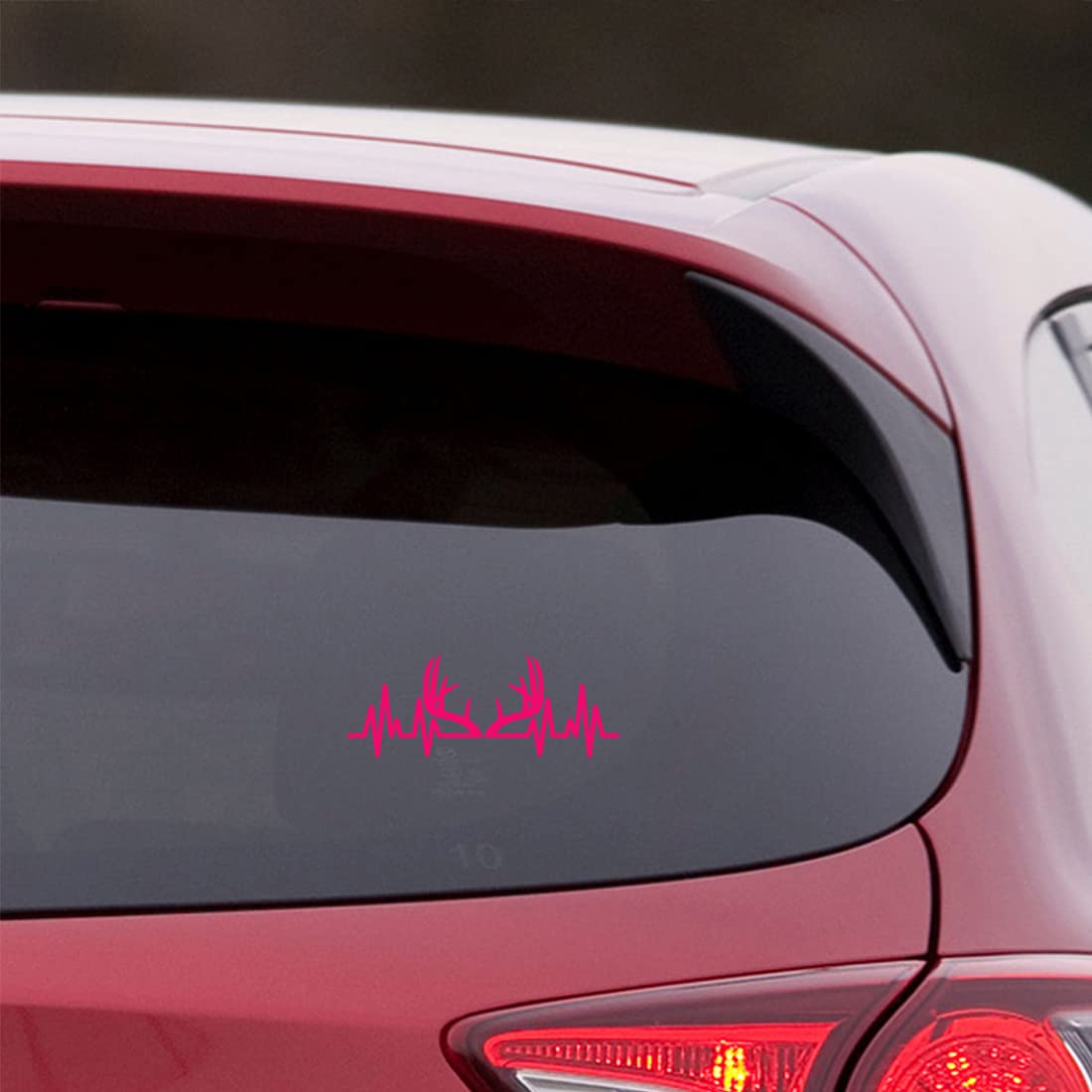 Premium Waterproof Vinyl Decal Stickers - Deer Antler Heartbeat Design (Pink, Set of 2) for Laptop, Phone, Helmet, Car Window, Bumper, Mug, Cup, Door & Wall Decoration - Perfect for DIY Crafts, Home Decor & Personalizing Your Belongings