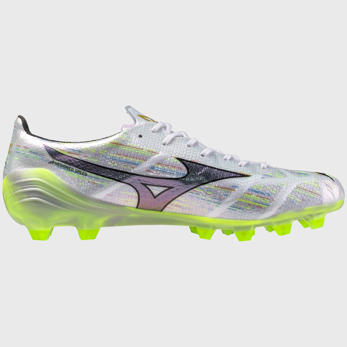 Mizuno Alpha Elite MD Rugby Boots for Men - White/Silver - Lightweight Cleats for Rugby Training & Matches - Perfect for Field Sports and Outdoor Games