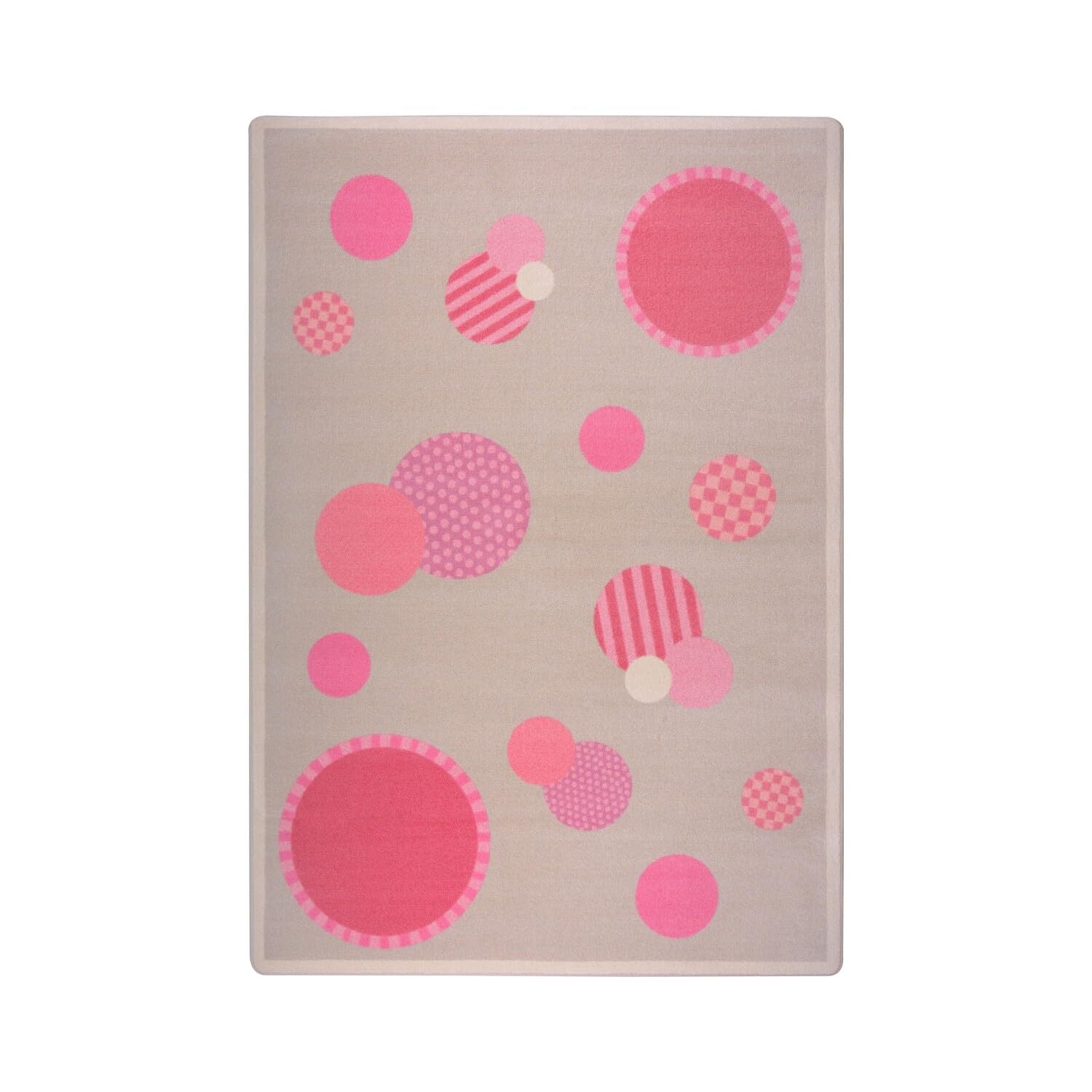 Joy Carpets Playful Patterns Baby Dots Non-Slip Nursery Rug - Soft Pink Kids Room Carpet for Playroom, Bedroom & Daycare Safety