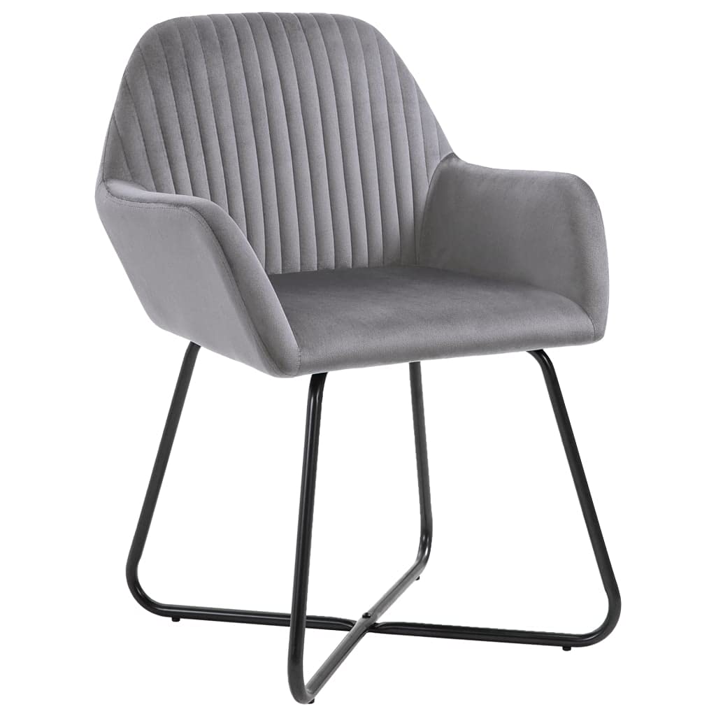 FAMIROSA 2-Piece Modern Dining Chairs Set - Gray Velvet Upholstered Armchairs with Soft Seat & Steel Frame (24