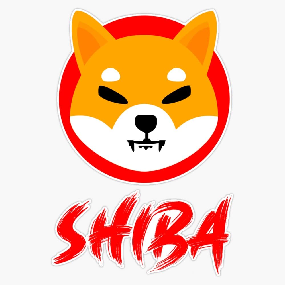 Shiba Inu Dogecoin Crypto Sticker - Japanese Brush Style Vinyl Decal, Waterproof 5 Inch Bumper Sticker for Cars, Laptops & Notebooks