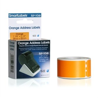 Original Seiko SLP-1OLB Orange Address Labels - Compatible with Seiko SLP100 & SLP-100 Smart Label Printers - Perfect for Shipping, Mailing & Office Organization