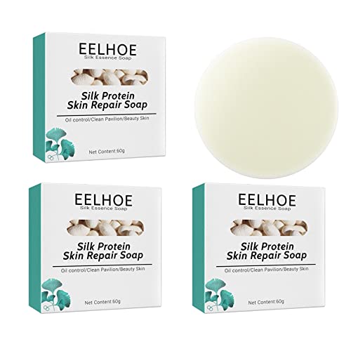 Skinferm Silk Protein Whitening Soap - Oil Control, Cleansing & Moisturizing Face Soap with Goat Milk for Acne Treatment (3 Pack) | Gentle Daily Skincare for Oily & Combination Skin