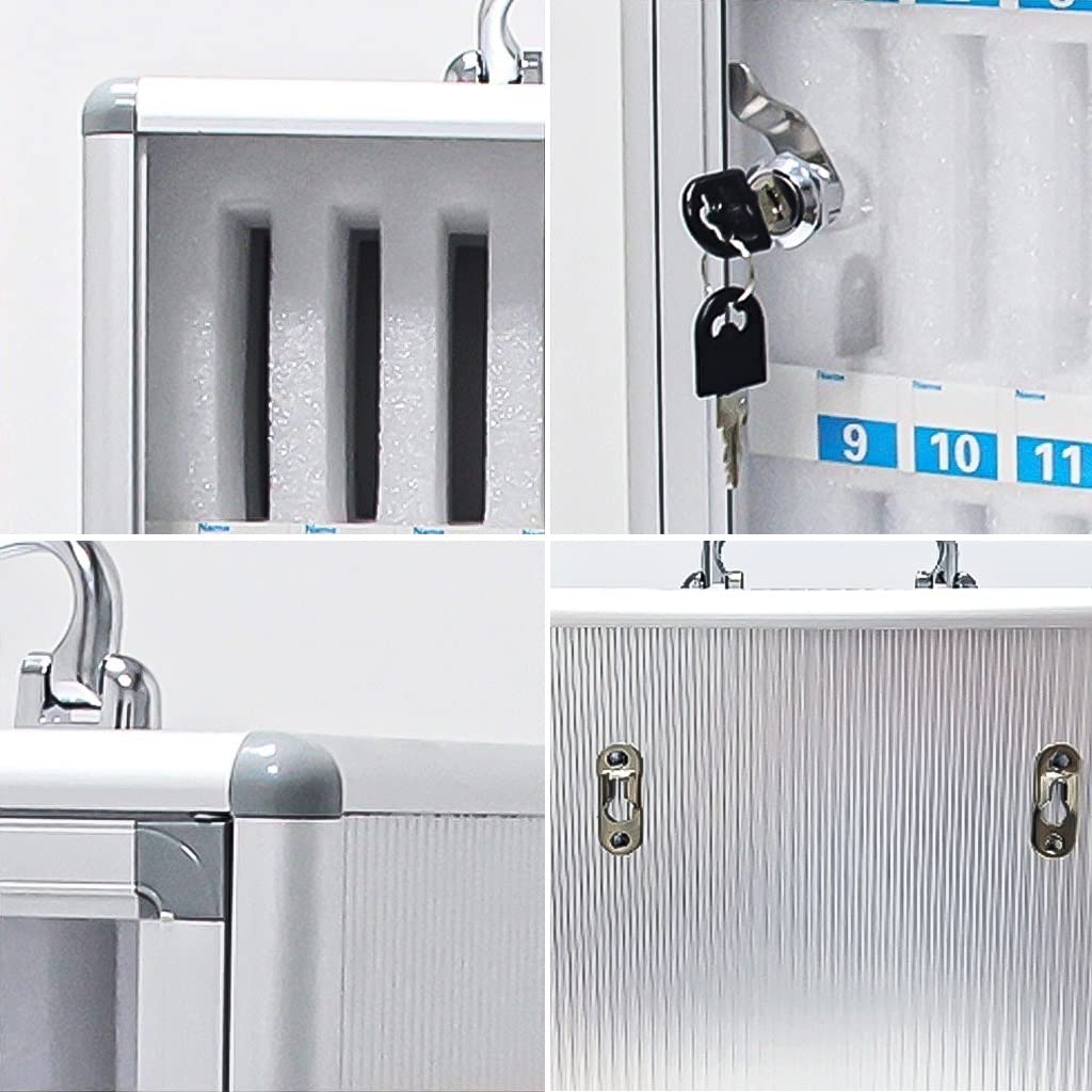 Portable Aluminum Alloy Wall-Mounted Phone Storage Cabinet with Lock - Silver 12