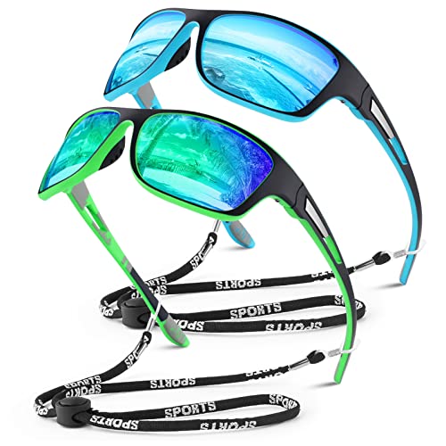 Black Blue Frame/Ice Blue Mirrored Lens+black Green Frame/Bright Green Mirrored Lens