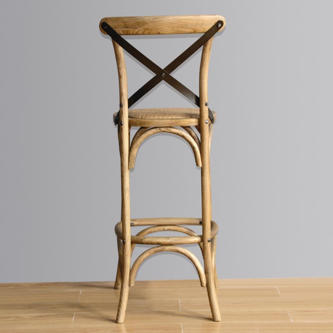 Bolero Wooden Bar Stool with Backrest - Rustic Solid Wood Counter Height Stool for Kitchen Island, Breakfast Bar & Home Decor - Comfortable & Durable Dining Chair