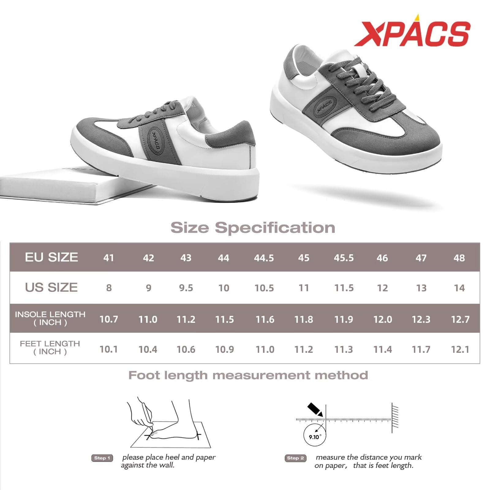 XPACS Men's Orthopedic Leather Dress Sneakers - Comfortable Plantar Fasciitis Arch Support Shoes for Work, Walking & Business Casual | Heel & Foot Pain Relief | Perfect for Office, Travel & Daily Wear