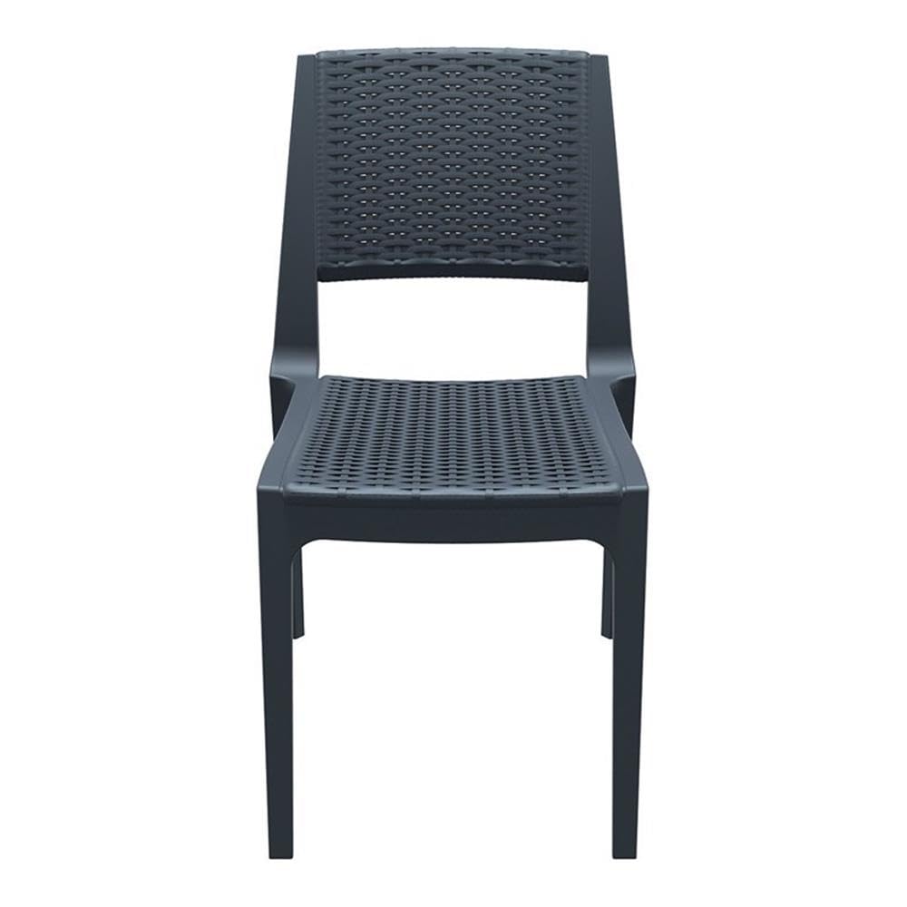 Dark Gray Wickerlook Patio Dining Chair Set of 2 - Weather-Resistant Outdoor Furniture for Garden, Poolside & Backyard Dining