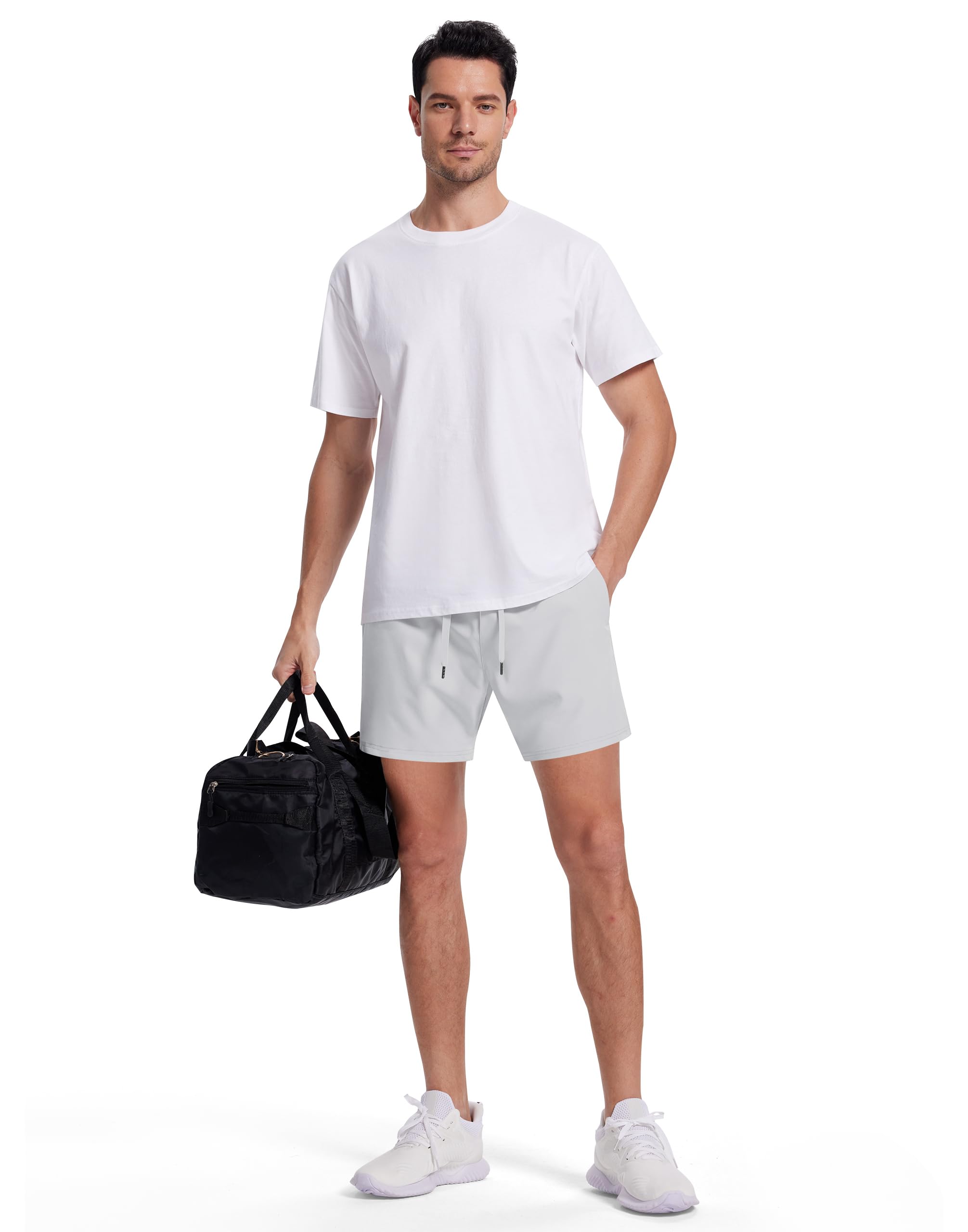 **Men's 5-Inch Running Shorts with Zipper Pockets - Lightweight, Quick-Dry, Stretch Gym Shorts for Workout & Training - Perfect for Running, Jogging, and Athletic Activities**