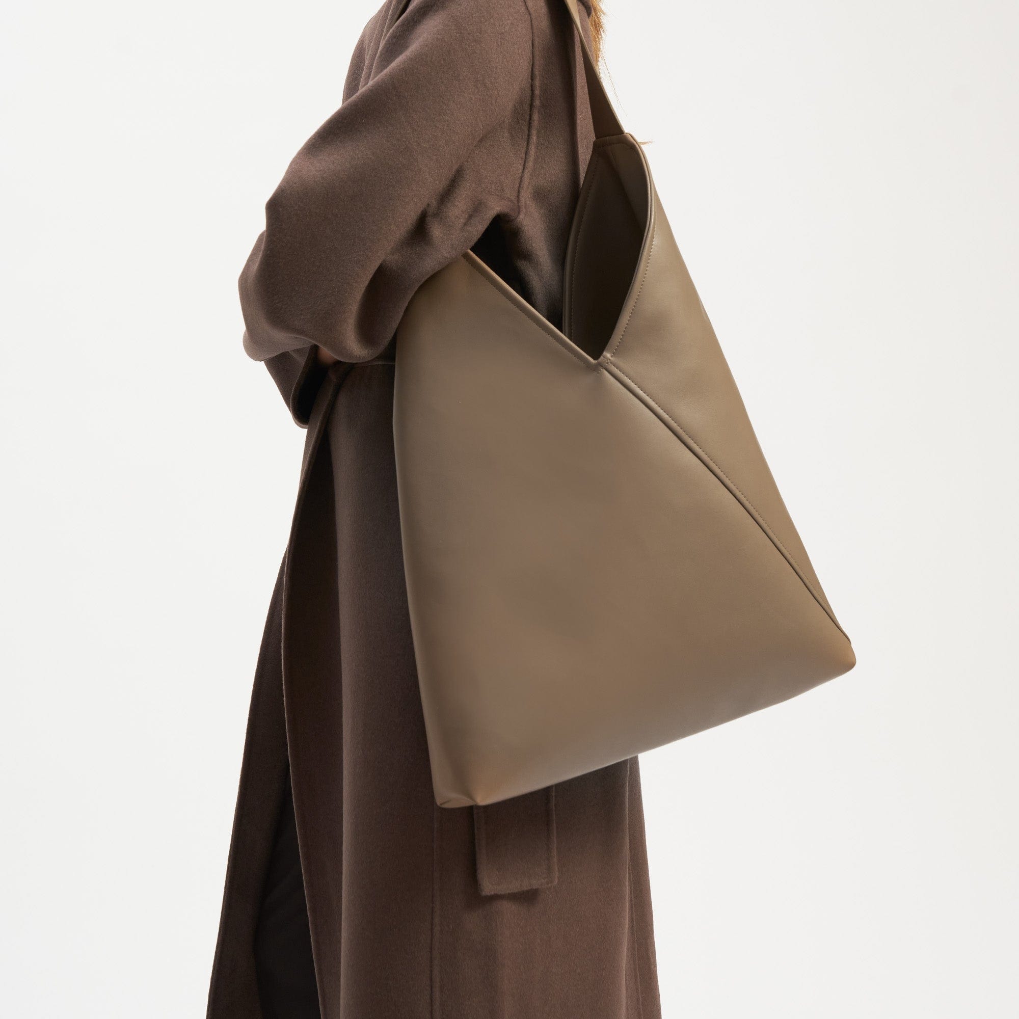 Oleatex Vegan Olive Leather Origami Bag - Eco-Friendly Mocha Brown Crossbody Purse for Women | Perfect for Work, Travel, and Everyday Use