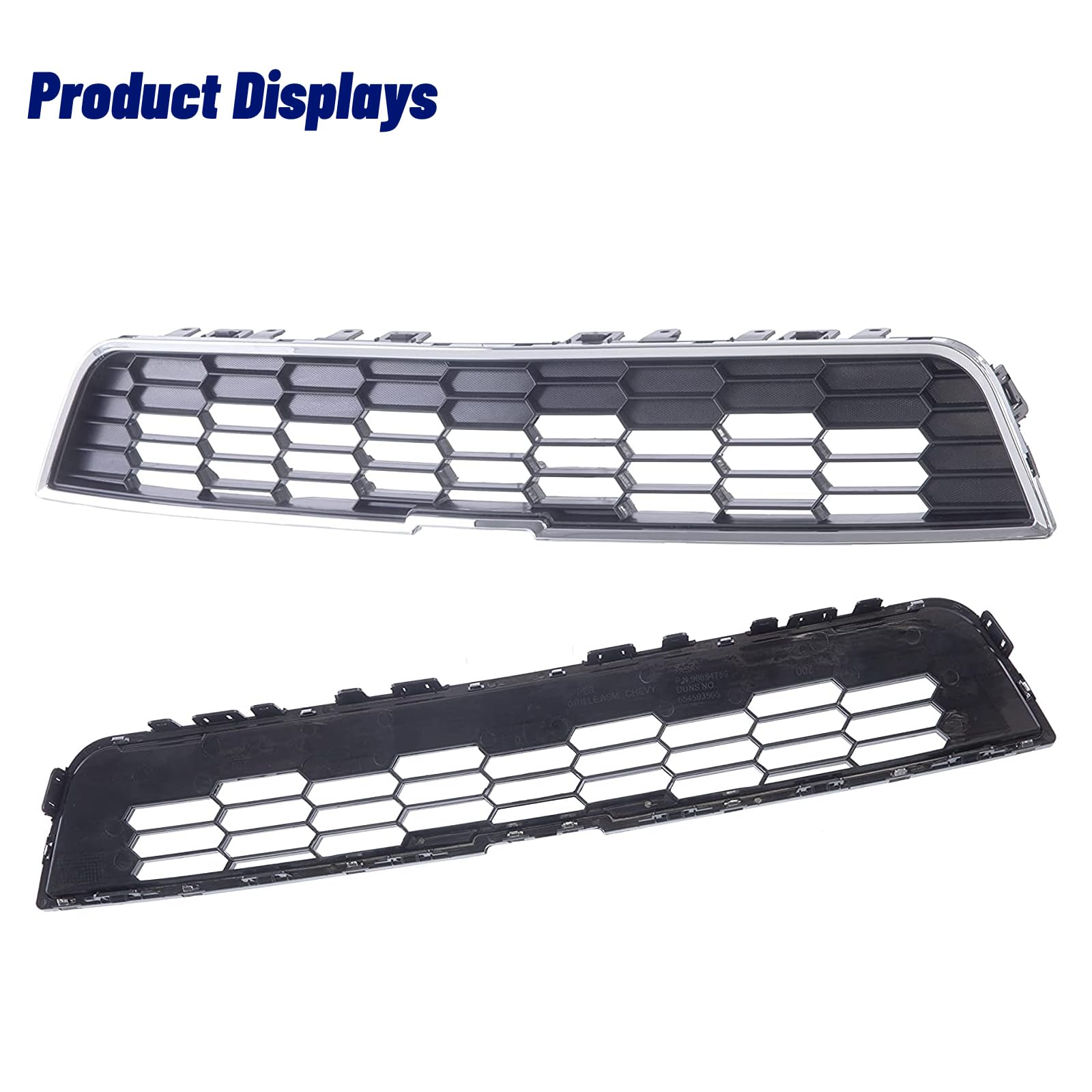 Chrome & Black Front Grille Assembly Replacement for 2012-2016 Chevrolet Sonic Hatchback/Sedan - Upper Grille with Frame Trim - Perfect for Car Restoration & Custom Upgrades