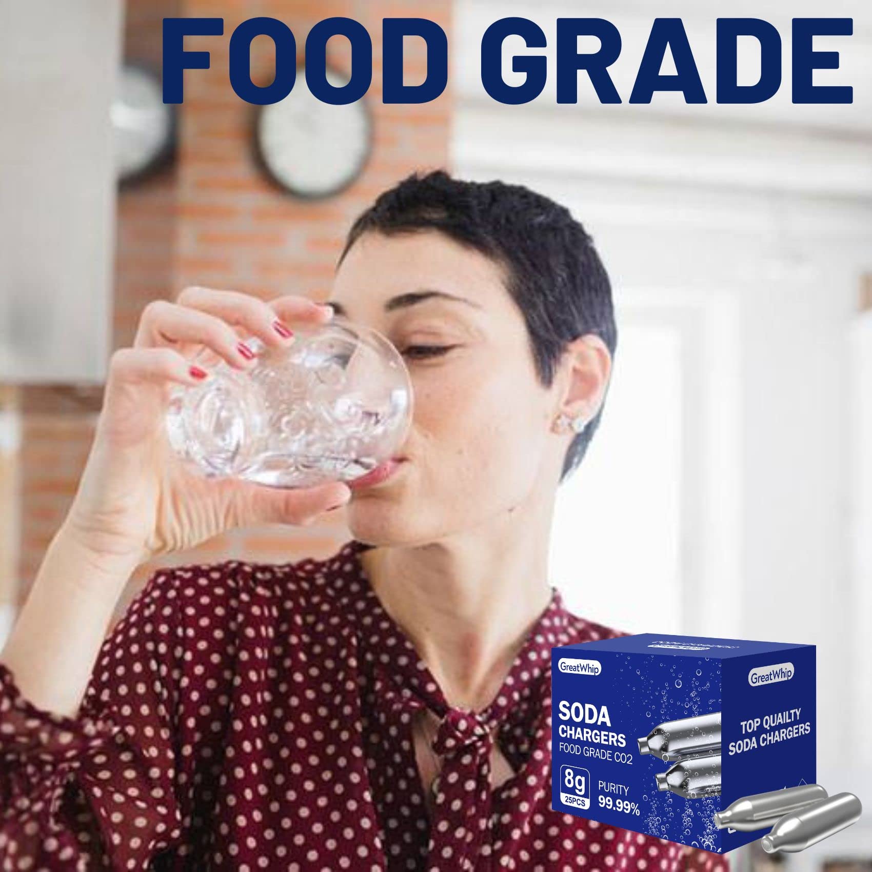 GreatWhip 50 Count 8g CO2 Soda Cartridges - Compatible with Soda Makers, Carbonated Water Machines & Sparkling Water Makers | Perfect for Home Carbonation, DIY Sparkling Drinks & Soda Making