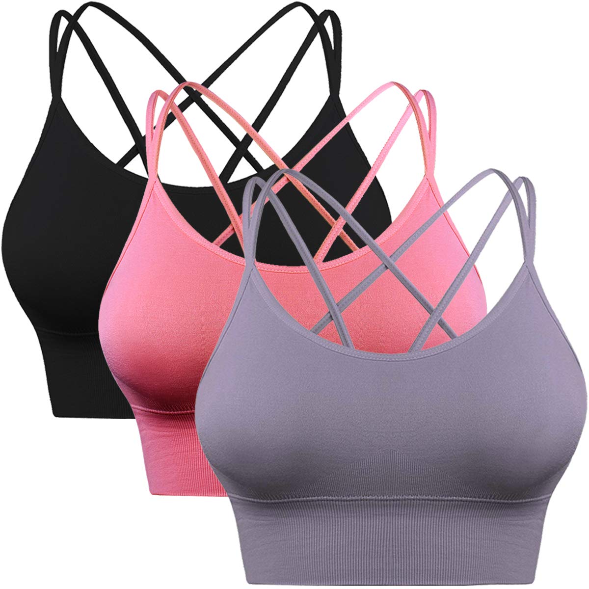 Enjoyoself Women's Strappy Sports Bra - High Support Yoga Running Gym Workout Tank Top for Fitness & Active Lifestyle | Perfect for Yoga, Running, Gym & Daily Wear
