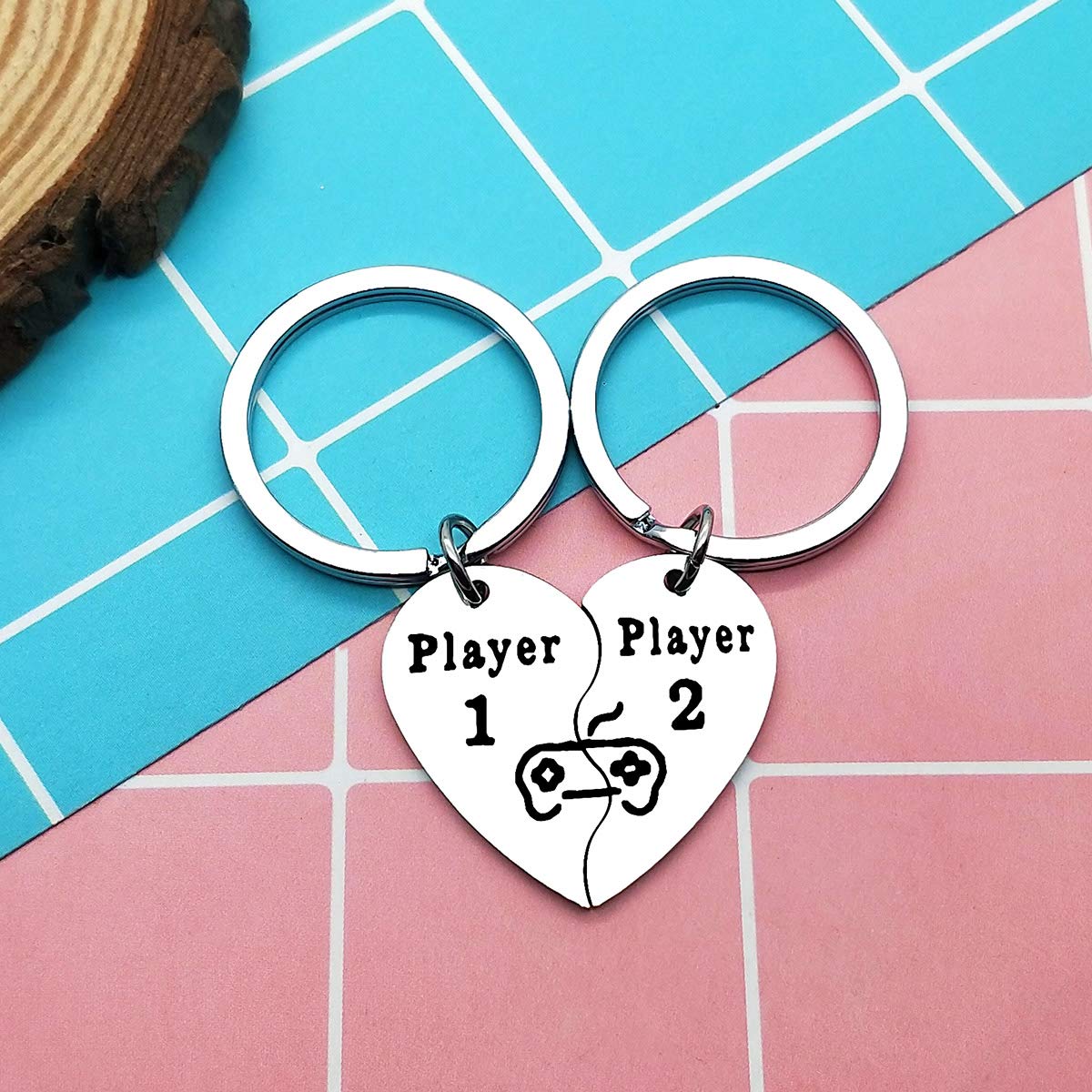 2 PCS Funny Couple Gamer Keychains - Player 1 & Player 2 Matching Keychains for Him and Her - Perfect Valentine's Day Gift for Boyfriend, Girlfriend, Husband & Wife - Ideal for Gamers Couples, Anniversary & Romantic Gifts