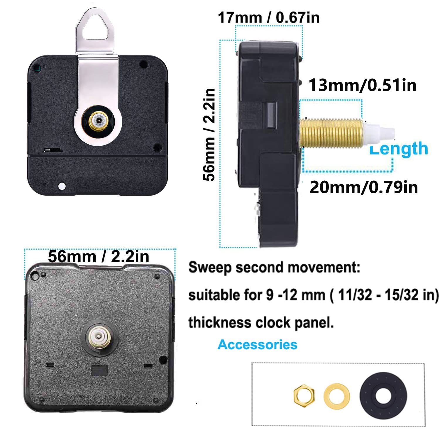 4 Pack Silent Non-Ticking Wall Clock Movement Mechanism with 4 Styles Walnut Wood Clock Hands - Quartz Motor DIY Repair Kit, Battery Operated Replacement Parts for 12 Inch Clocks - Perfect for Home Decor, Office, Classroom, and DIY Clock Making Projects